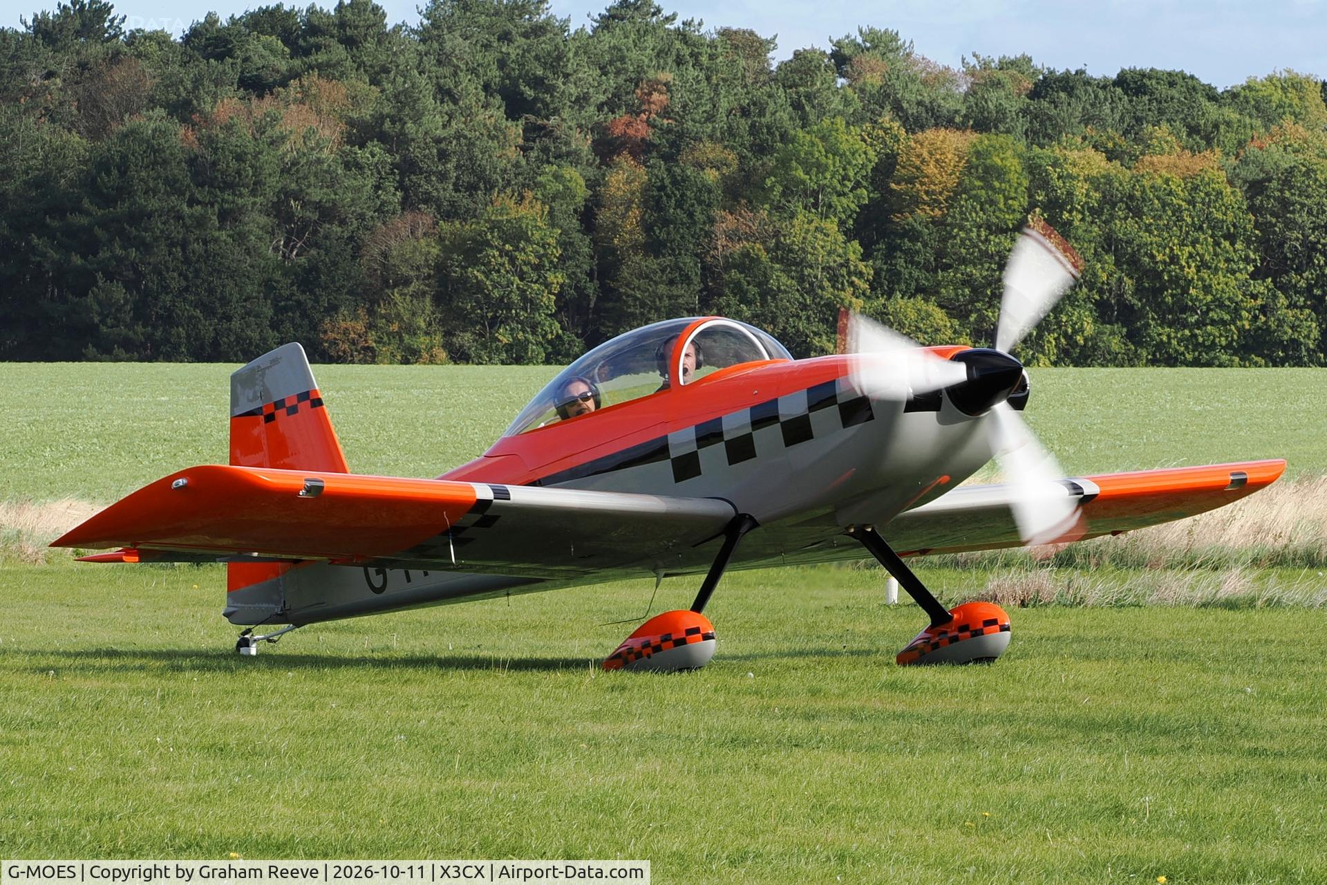 Aircraft G-MOES, 2025 Van's RV-8, c/n LAA 303-15666, Just landed at Northrepps., at X3CX, photo by Graham Reeve