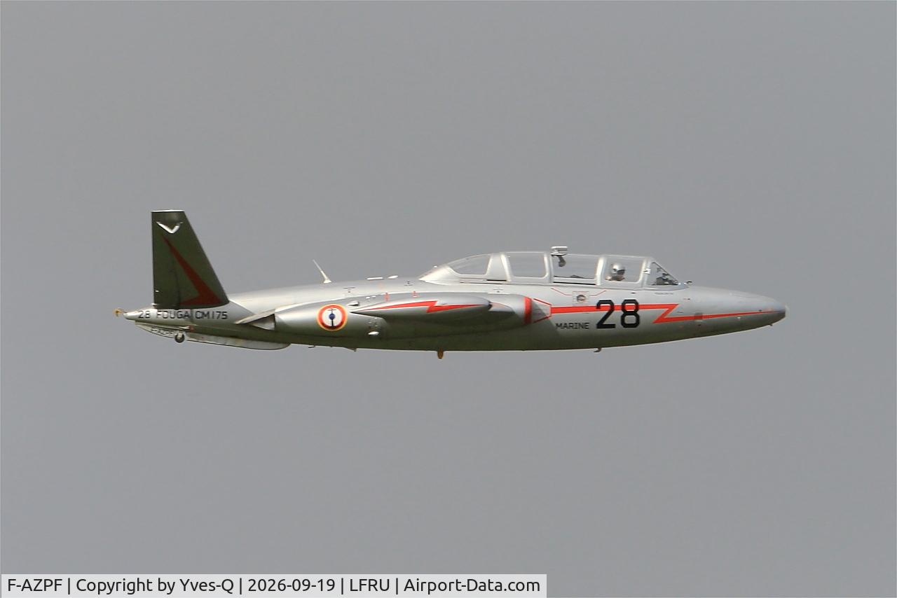 Aircraft F-AZPF, Fouga CM-175 Zephyr, c/n 28, Fouga CM-175 Zephyr, On display, Morlaix-Ploujean airport (LFRU-MXN), at LFRU, photo by Yves-Q