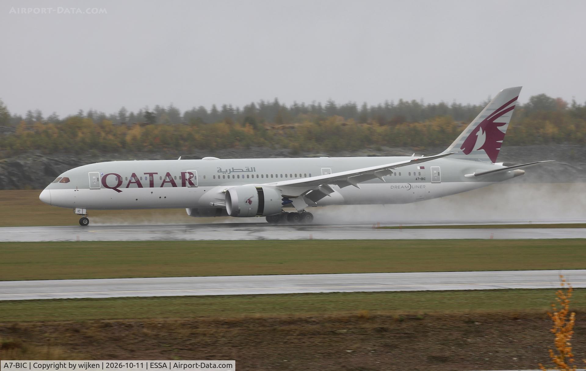 Aircraft A7-BIC, 2026 Boeing 787-9 Dreamliner, c/n 64238 l/n 1331, Rwy01R, at ESSA, photo by wijken