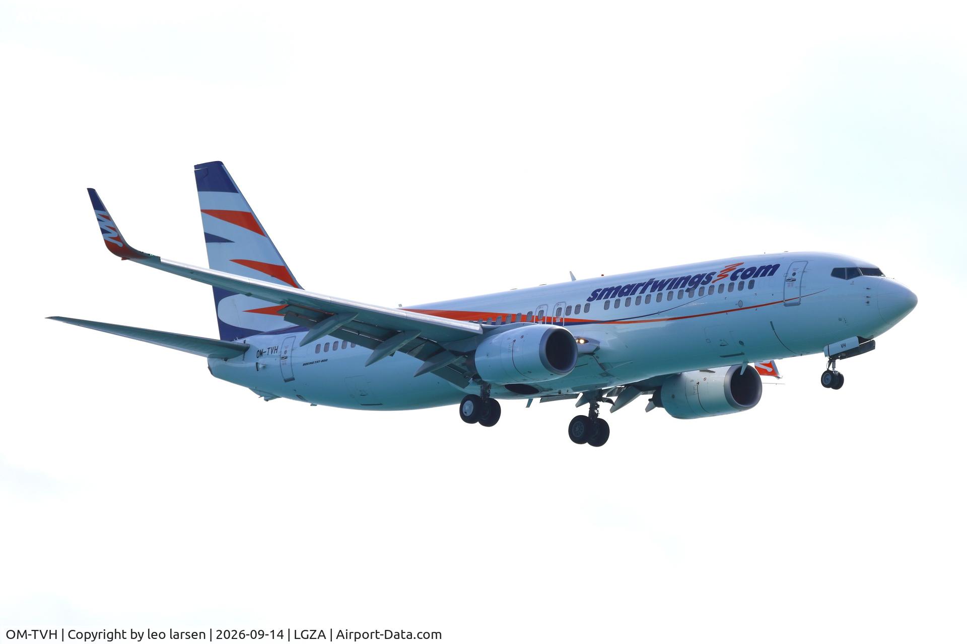 Aircraft OM-TVH, 2008 Boeing 737-8Q8, c/n 35275 l/n 2604, Zakynthos 14.9.2026, at LGZA, photo by leo larsen