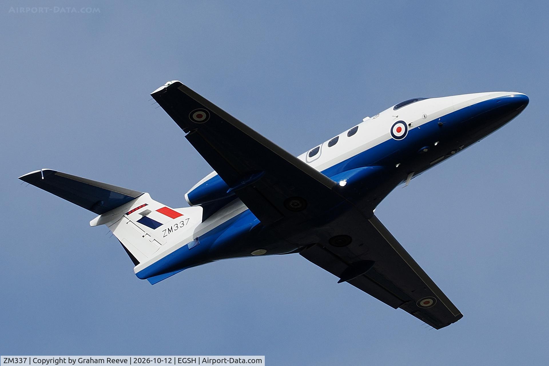 Aircraft ZM337, 2017 Embraer EMB-500 Phenom 100, c/n 50000386, In the circuit at Norwich., at EGSH, photo by Graham Reeve