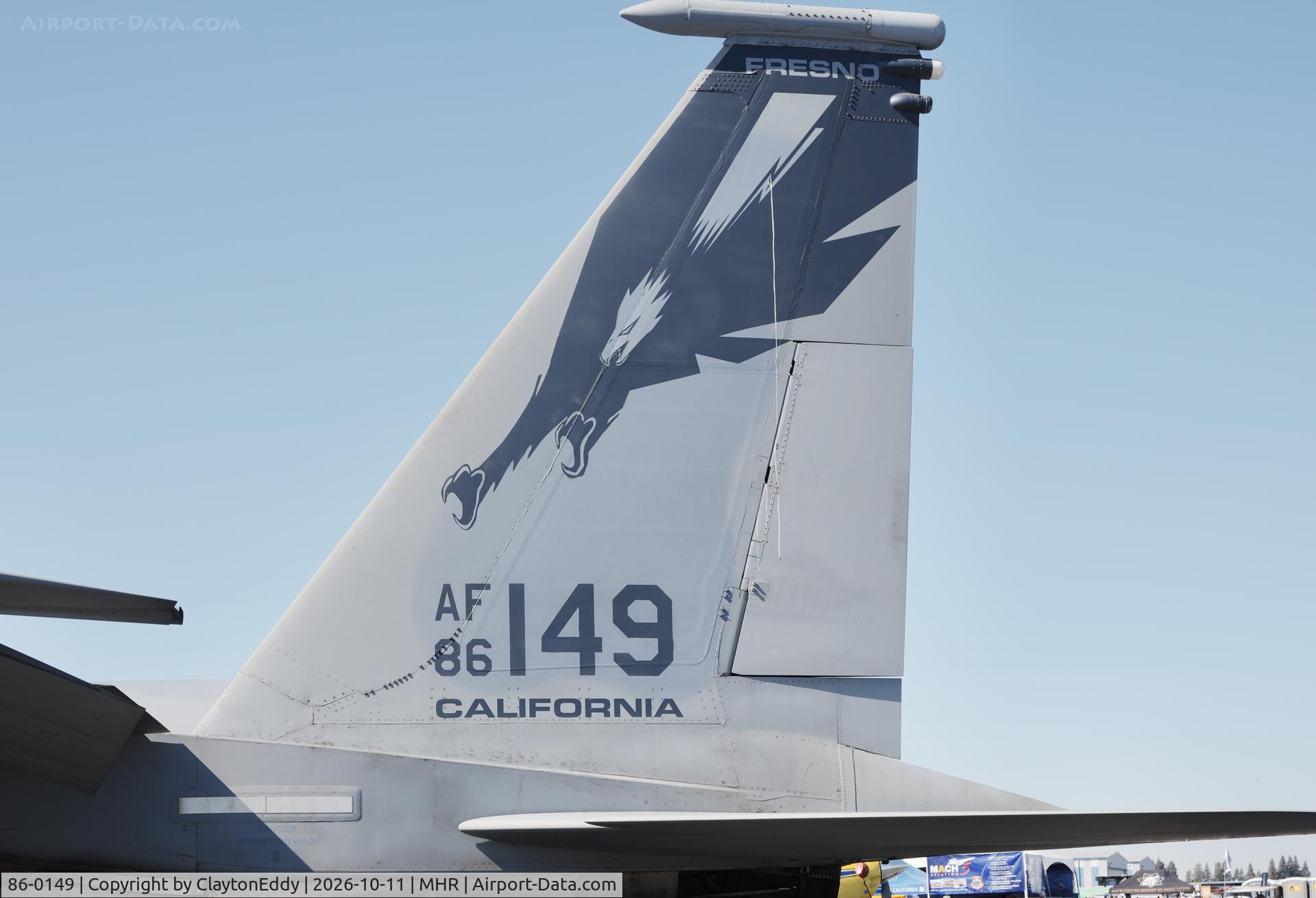 Aircraft 86-0149, 1986 McDonnell Douglas F-15C Eagle, c/n 996/C377, California Capital airshow 2026., at MHR, photo by ClaytonEddy