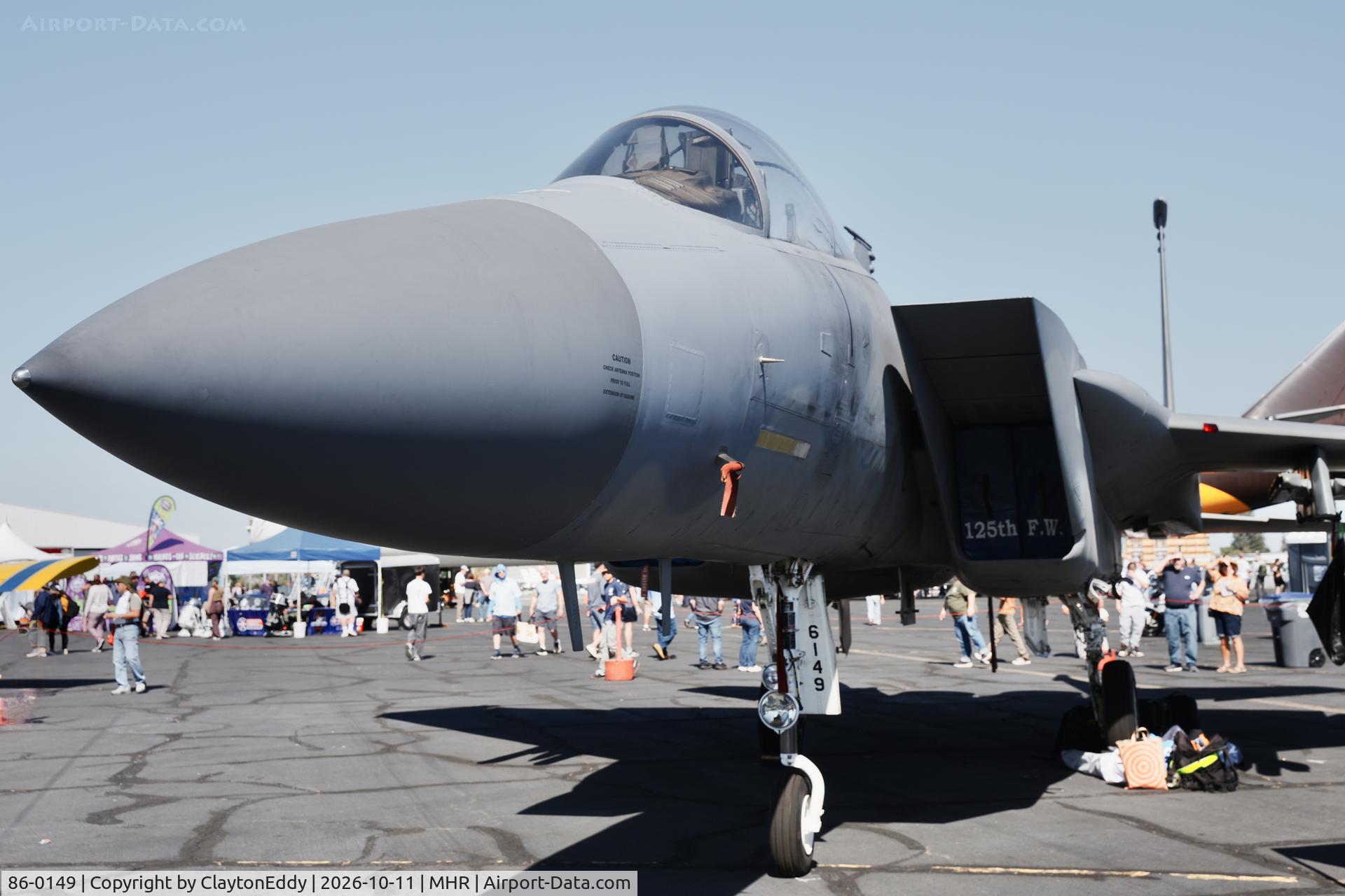 Aircraft 86-0149, 1986 McDonnell Douglas F-15C Eagle, c/n 996/C377, California Capital airshow 2026, at MHR, photo by ClaytonEddy