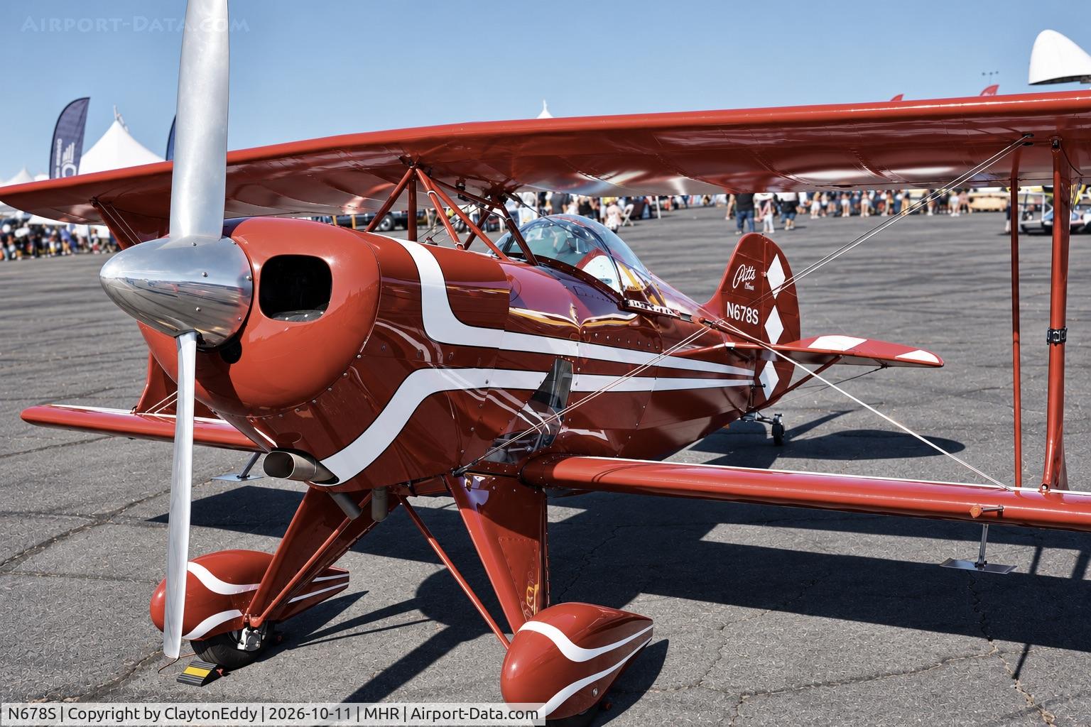 Aircraft N678S, 1990 Pitts S-1 Special, c/n 7-0266, California Capital Airshow 2026, at MHR, photo by ClaytonEddy