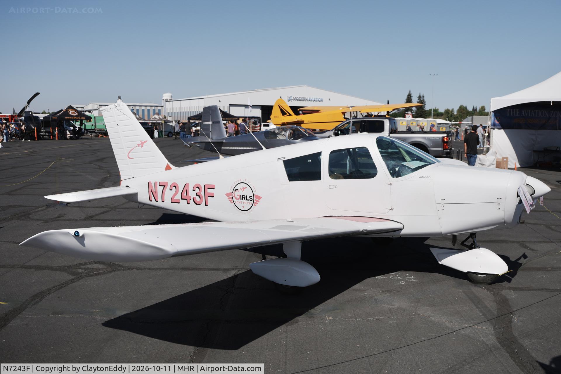 Aircraft N7243F, 1968 Piper PA-28-140, c/n 28-25159, California Capital Airshow 2026, at MHR, photo by ClaytonEddy