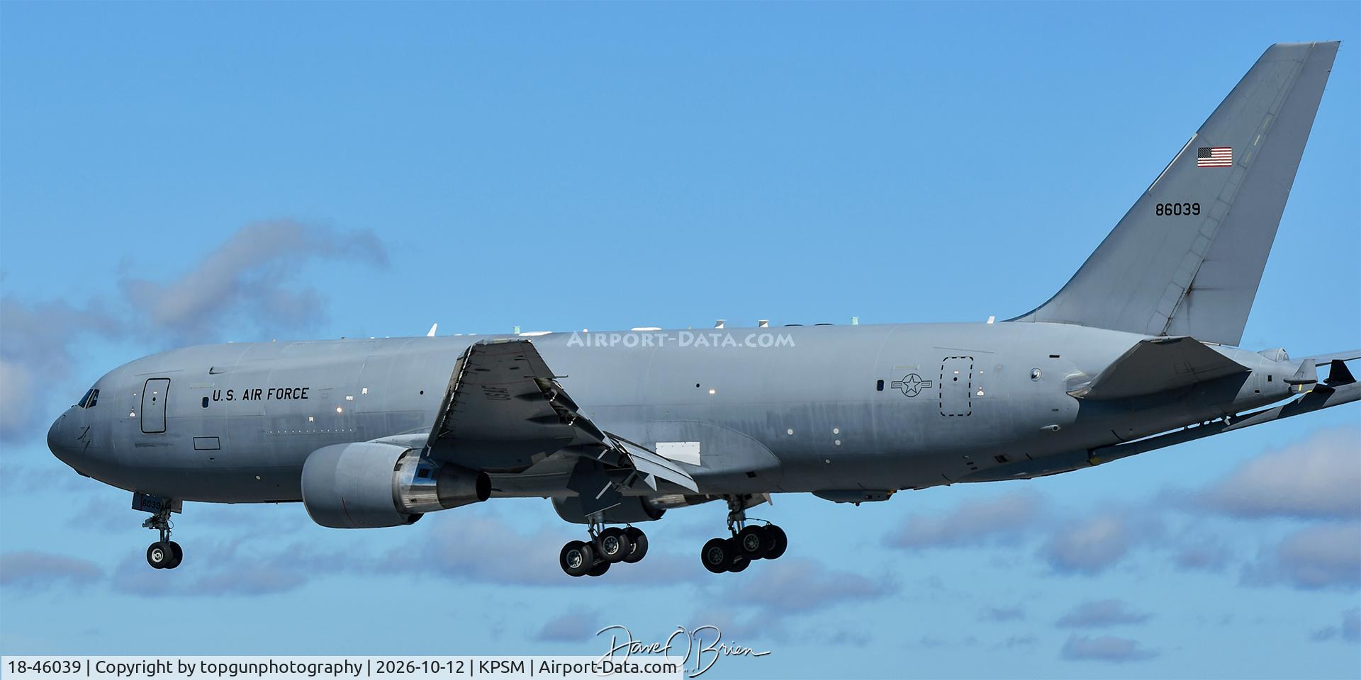 Aircraft 18-46039, 2019 Boeing KC-46A Pegasus, c/n 34089/1160, 22nd ARW McConnell AFB, KS, at KPSM, photo by topgunphotography