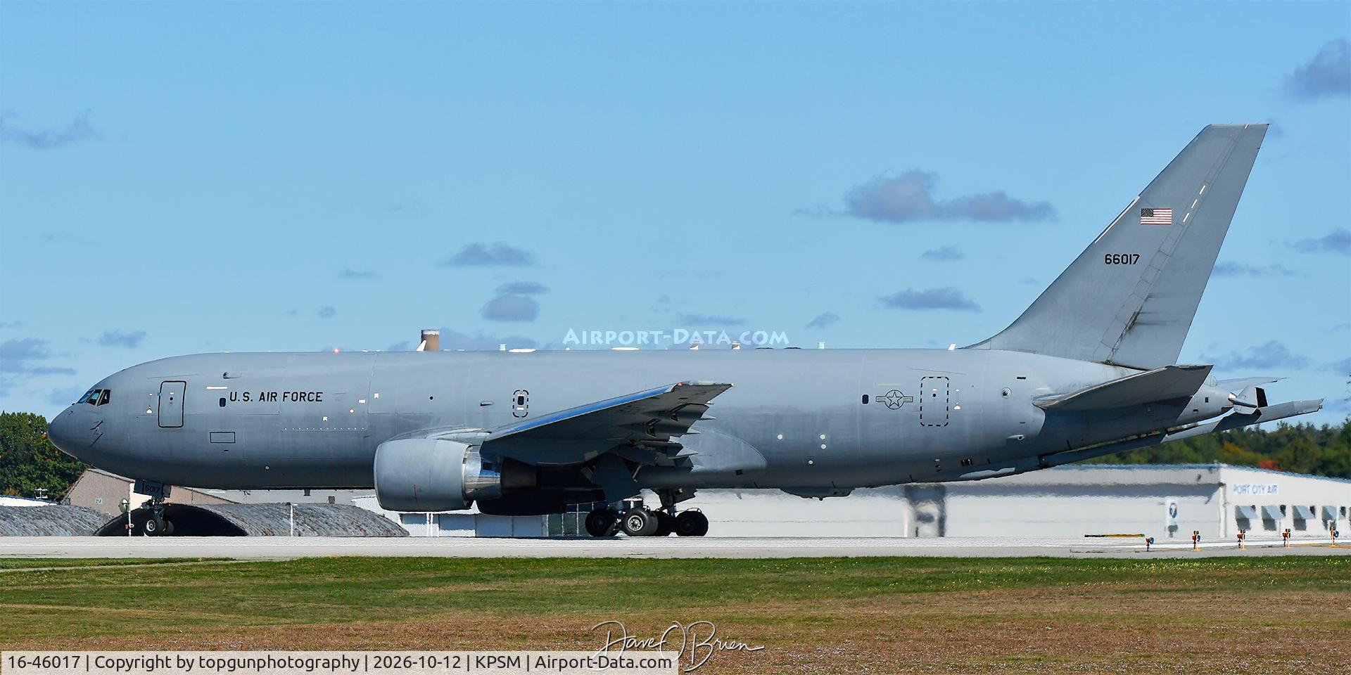 Aircraft 16-46017, 2017 Boeing KC-46A Pegasus, c/n 34108/1117/VH017, KANZA18 heads back to McConnell AFB, at KPSM, photo by topgunphotography