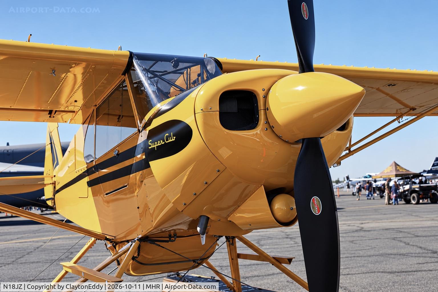 Aircraft N18JZ, Piper PA-18, c/n 18223, California Capital Airshow 2026, at MHR, photo by ClaytonEddy