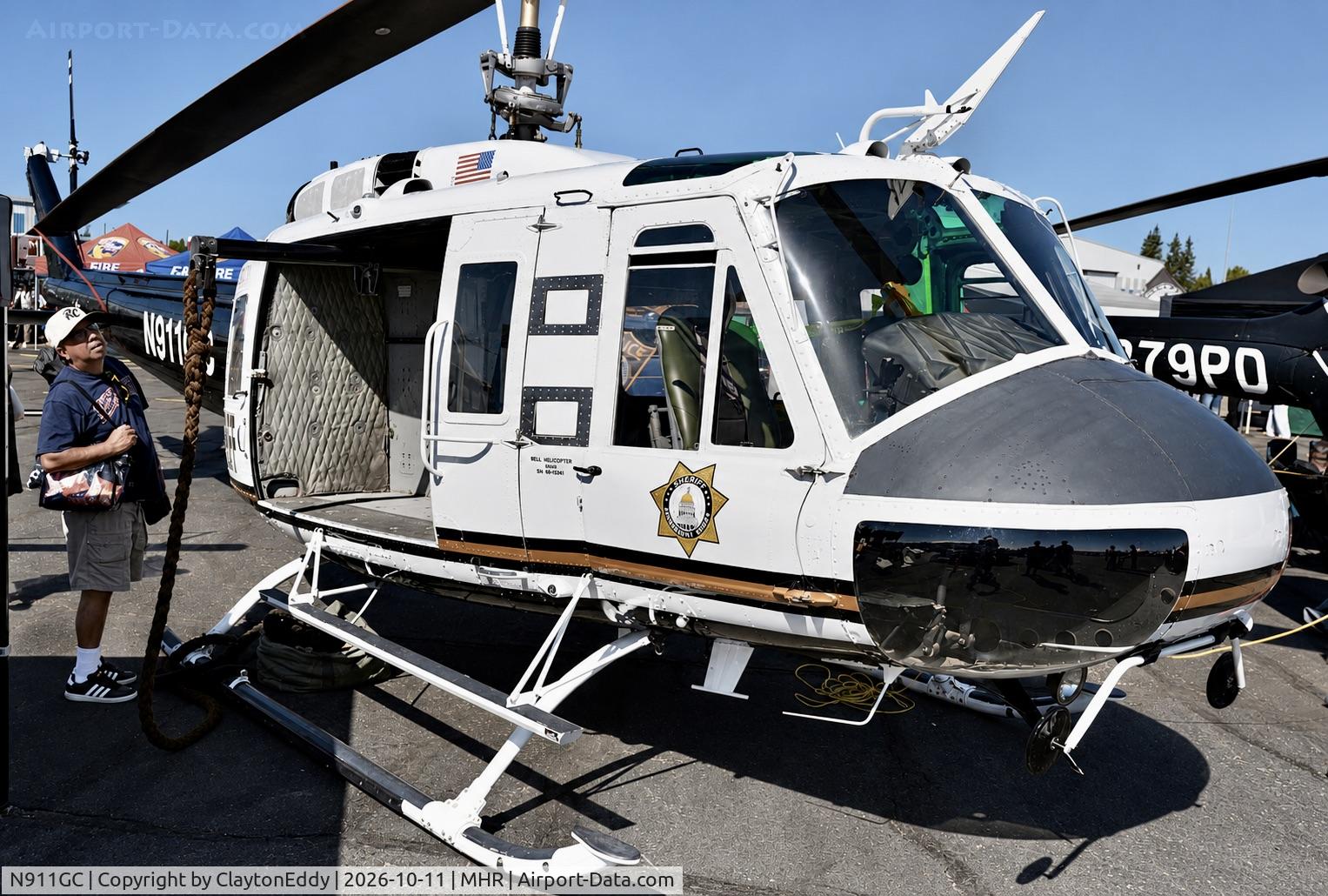 Aircraft N911GC, Bell UH-1H, c/n 66-00883, California Capital Airshow 2026, at MHR, photo by ClaytonEddy