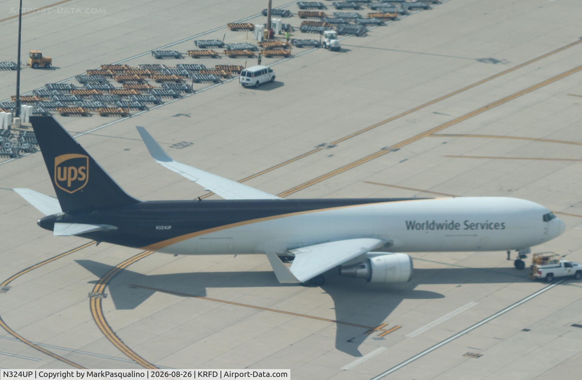 Aircraft N324UP, 1998 Boeing 767-34AF, c/n 27750 l/n 724, Boeing 767-34AF, at KRFD, photo by MarkPasqualino