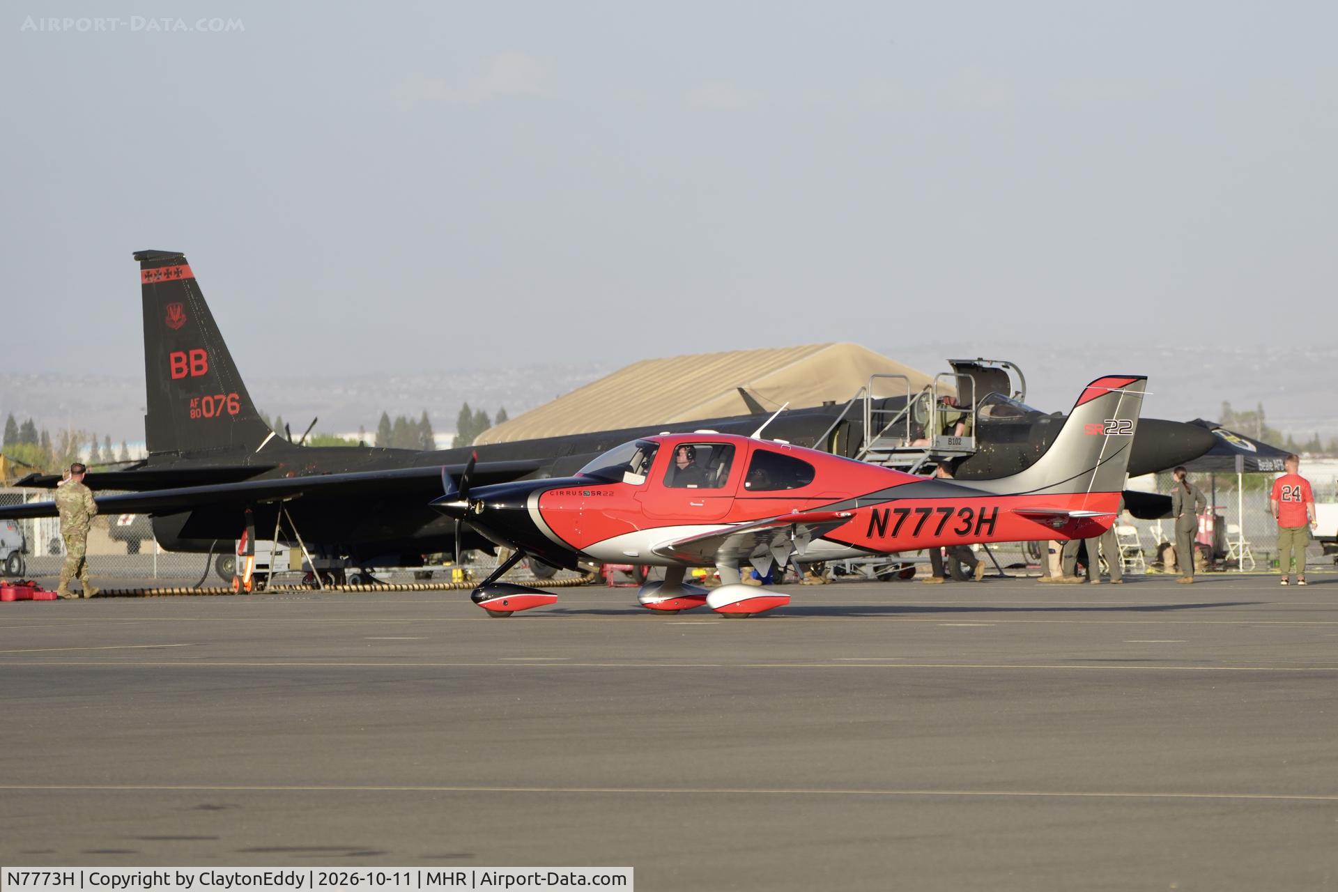 Aircraft N7773H, 2003 Cirrus SR22, c/n 0723, California Capital Airshow 2026., at MHR, photo by ClaytonEddy