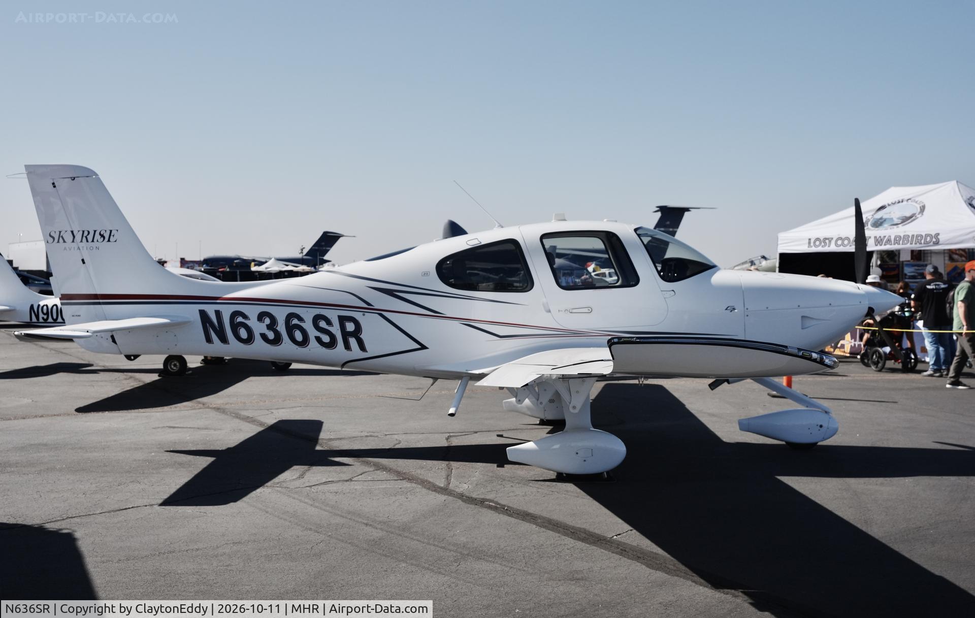 Aircraft N636SR, 2026 Cirrrus Desing Corp SR20, c/n 11261, California Capital Airshow 2026, at MHR, photo by ClaytonEddy