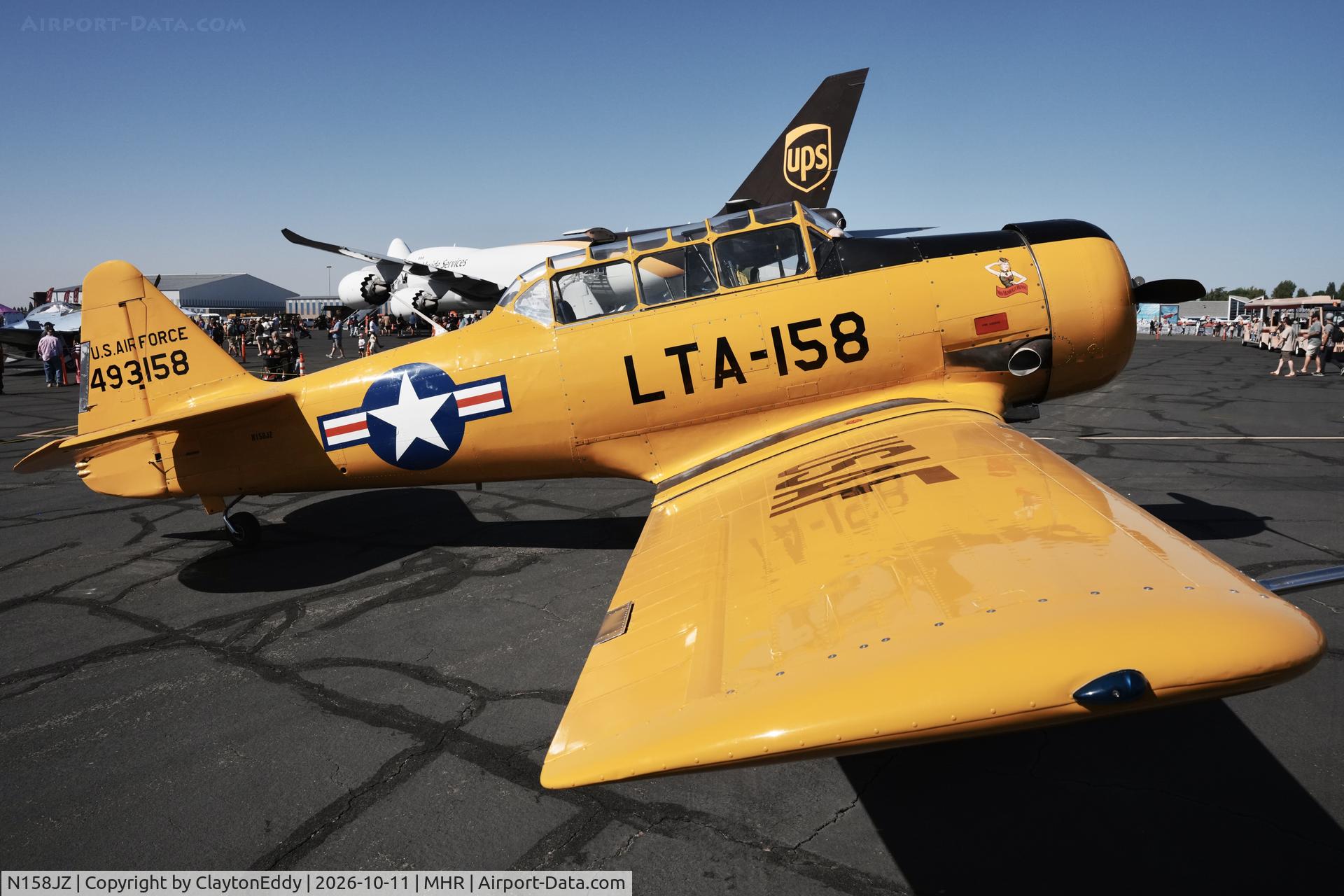 Aircraft N158JZ, 1949 North American T-6G, c/n 49-3158, California Capital Airshow 2026, at MHR, photo by ClaytonEddy