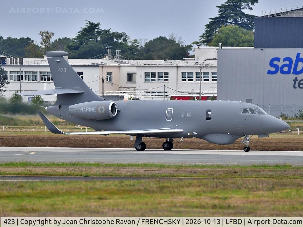 Aircraft 423, 2026 Dassault Aviation Falcon 2000 LXS Albatros, c/n 423, Marine Nationale Française, at LFBD, photo by Jean Christophe Ravon / FRENCHSKY