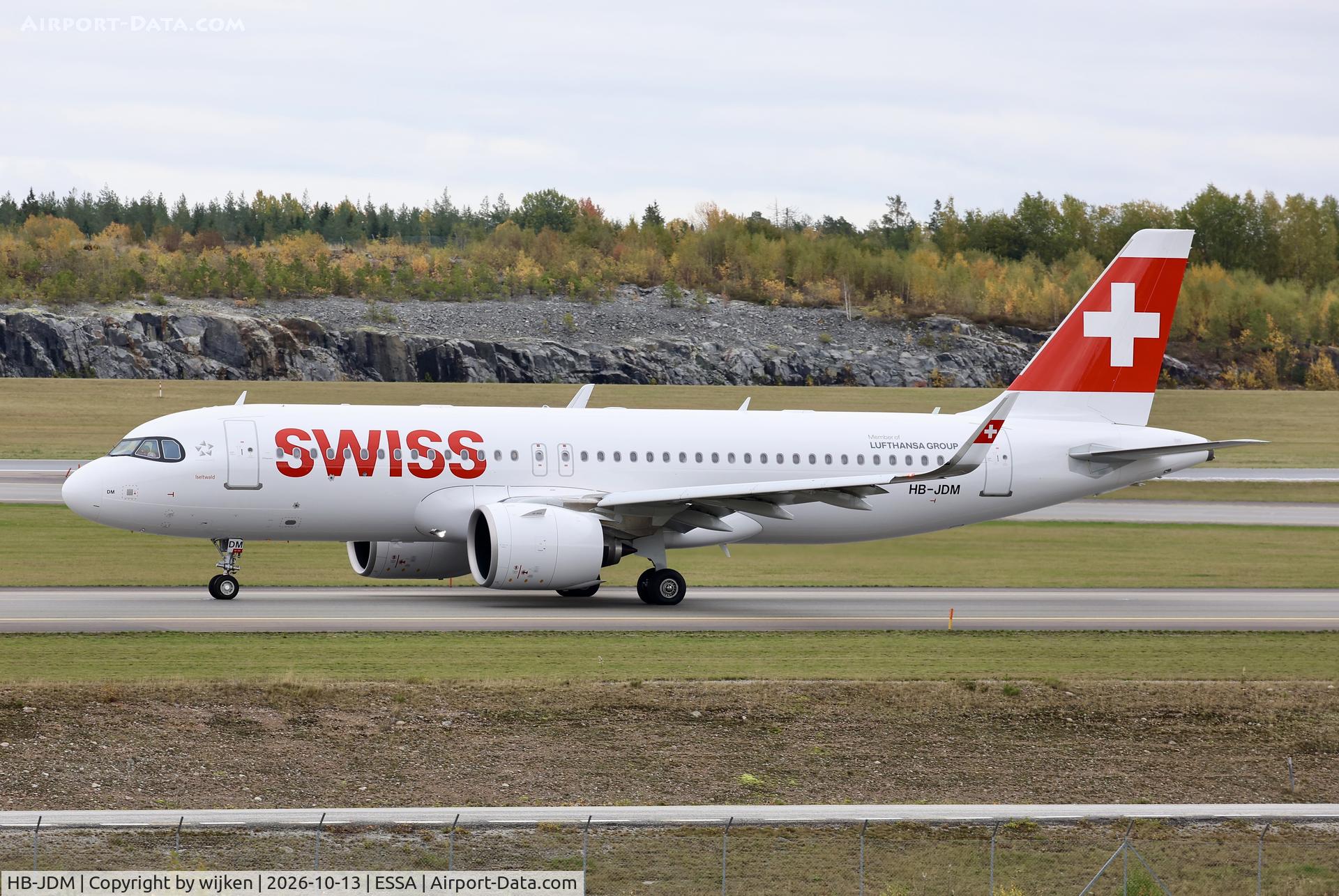 Aircraft HB-JDM, 2026 Airbus A320-271 N, c/n 13511, Twy W, at ESSA, photo by wijken