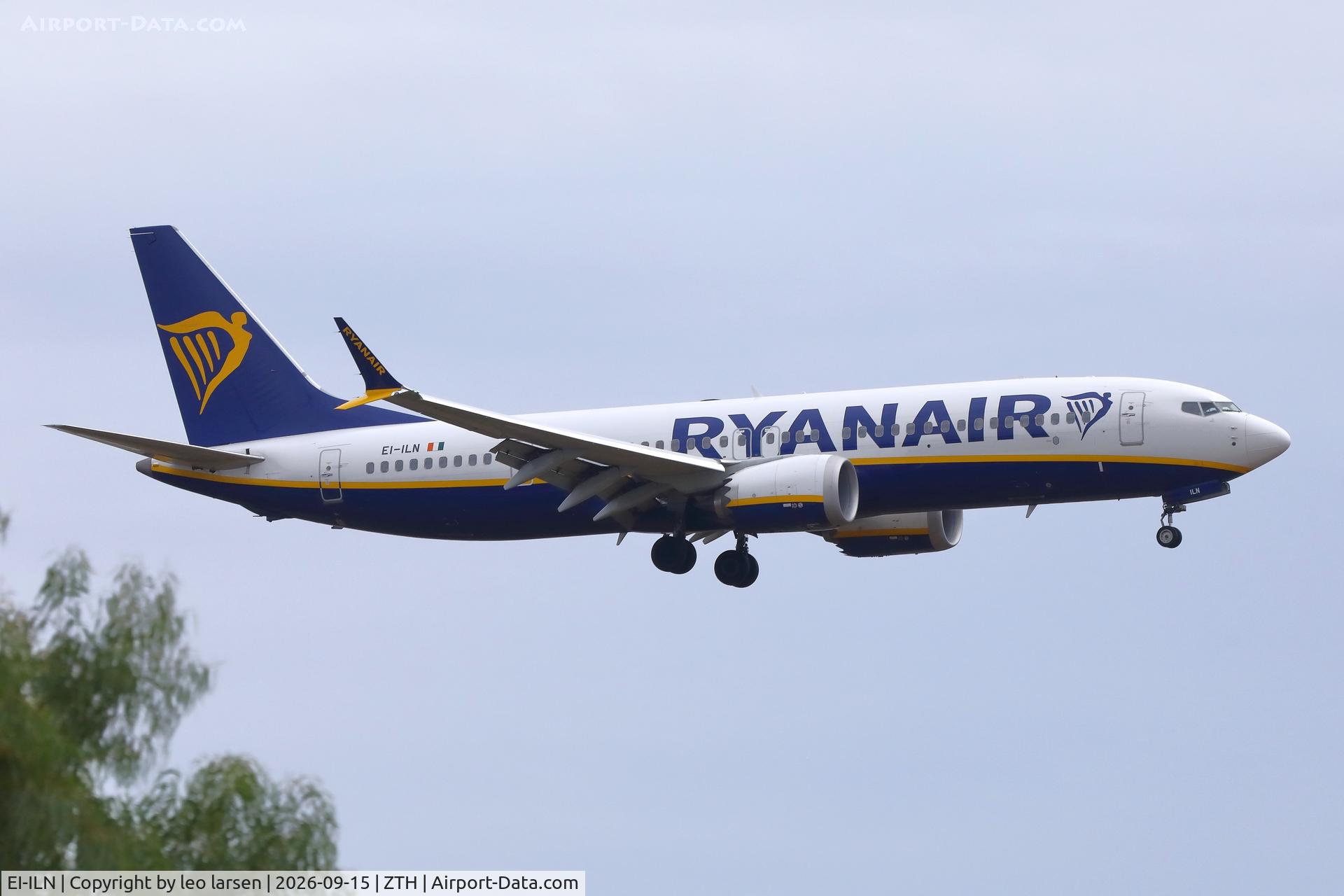 Aircraft EI-ILN, 2025 Boeing 737-8 Max 200, c/n 67064 l/n 9363, Zakynthos 15.9.2026, at ZTH, photo by leo larsen