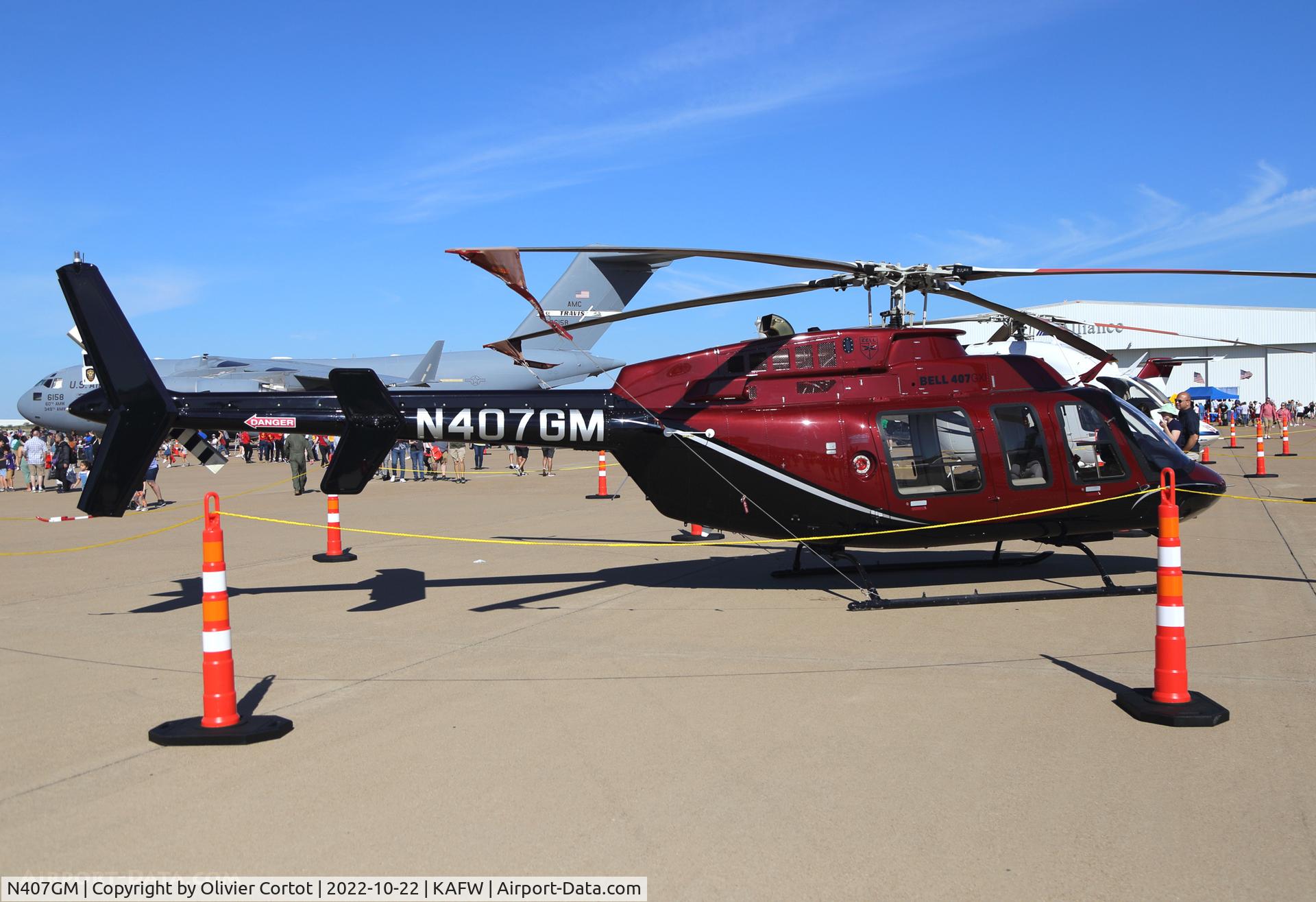 Aircraft N407GM, 2017 Bell 407, c/n 54805, 2022 Airshow, at KAFW, photo by Olivier Cortot