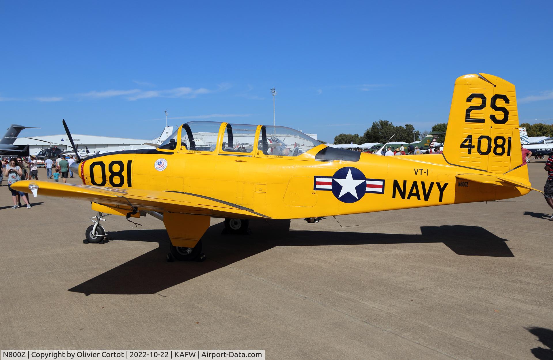 Aircraft N800Z, 1957 Beech D-45 Mentor, c/n BG-388, 2022 Airshow, at KAFW, photo by Olivier Cortot
