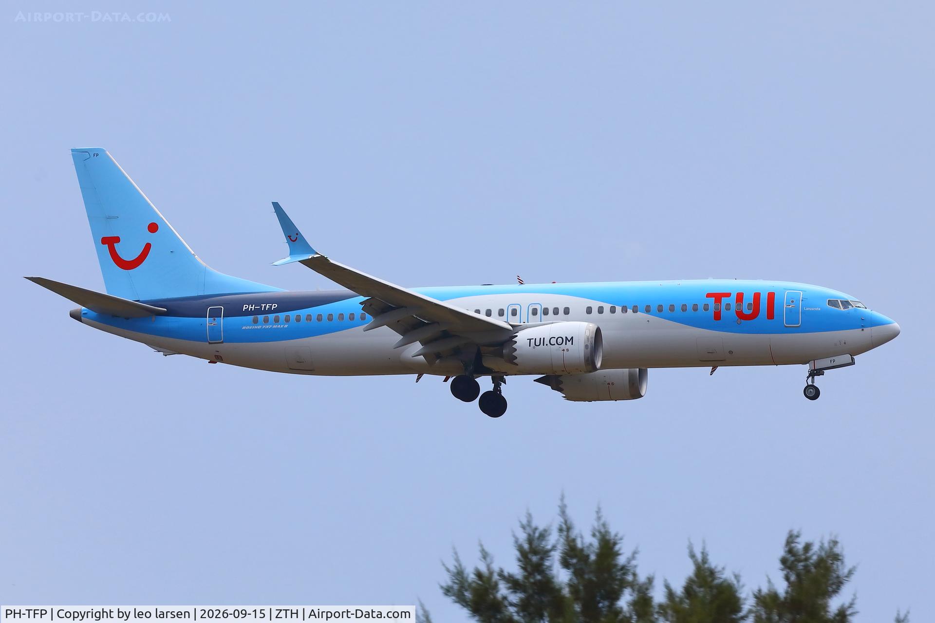 Aircraft PH-TFP, 2019 Boeing 737-8 MAX, c/n 44649 l/n 7385, Zakynthos 15.9.2026, at ZTH, photo by leo larsen