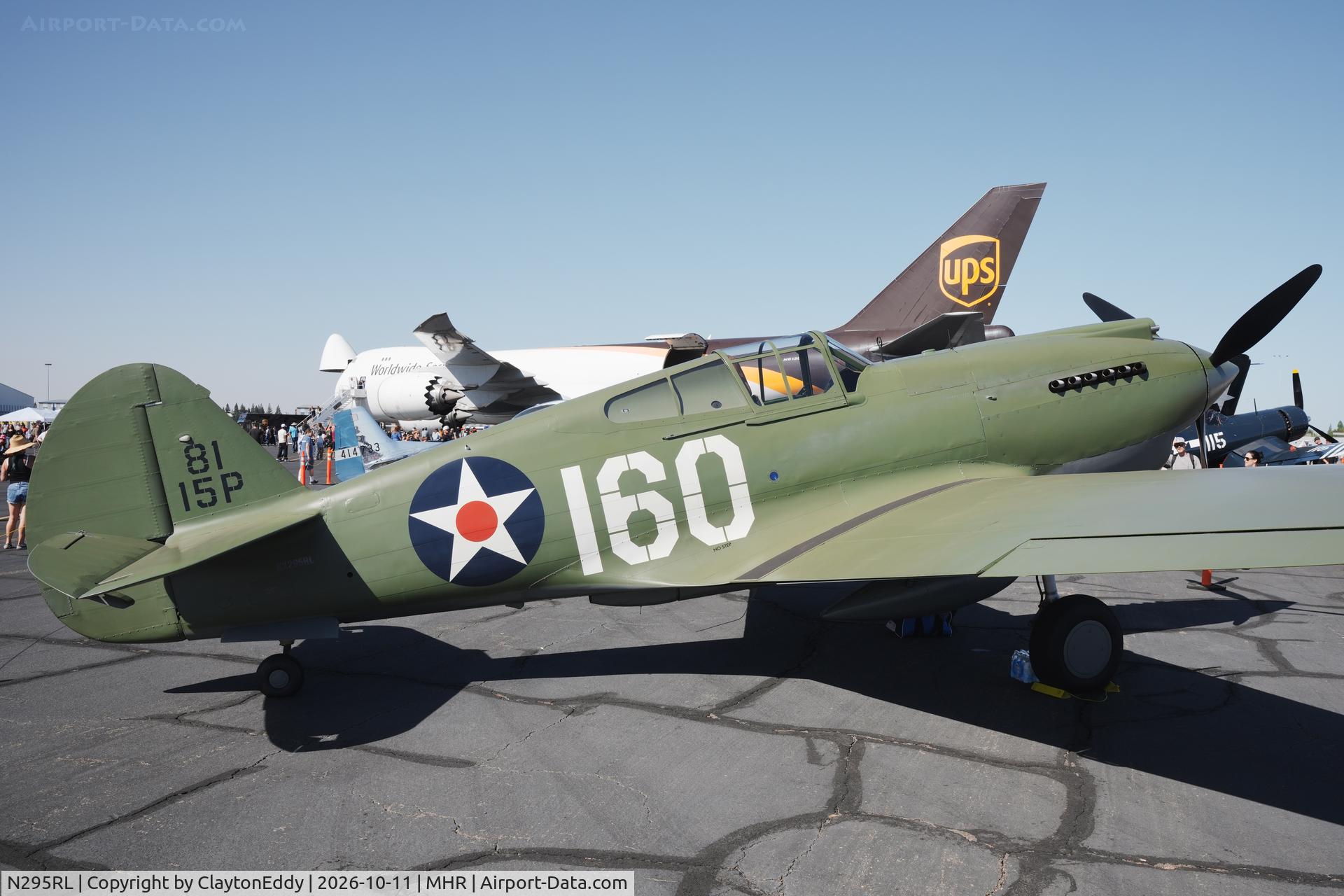 Aircraft N295RL, 1941 Curtiss P-40C, c/n 14777, California Capital Airshow 2026, at MHR, photo by ClaytonEddy