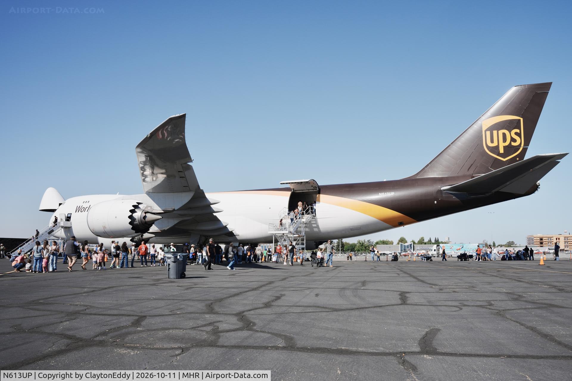 Aircraft N613UP, Boeing 747-8F, c/n 64259, California Capital Airshow 2026, at MHR, photo by ClaytonEddy