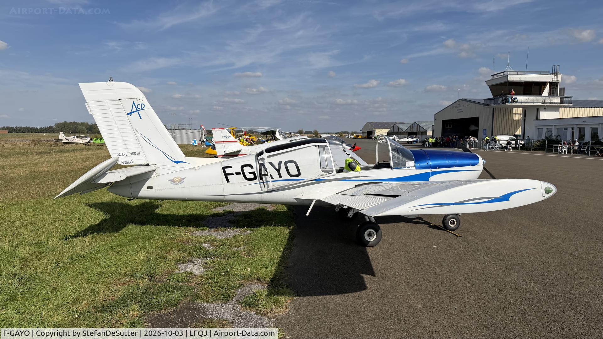 Aircraft F-GAYO, Socata Rallye 100ST Galopin, c/n 2998, fly in, at LFQJ, photo by StefanDeSutter