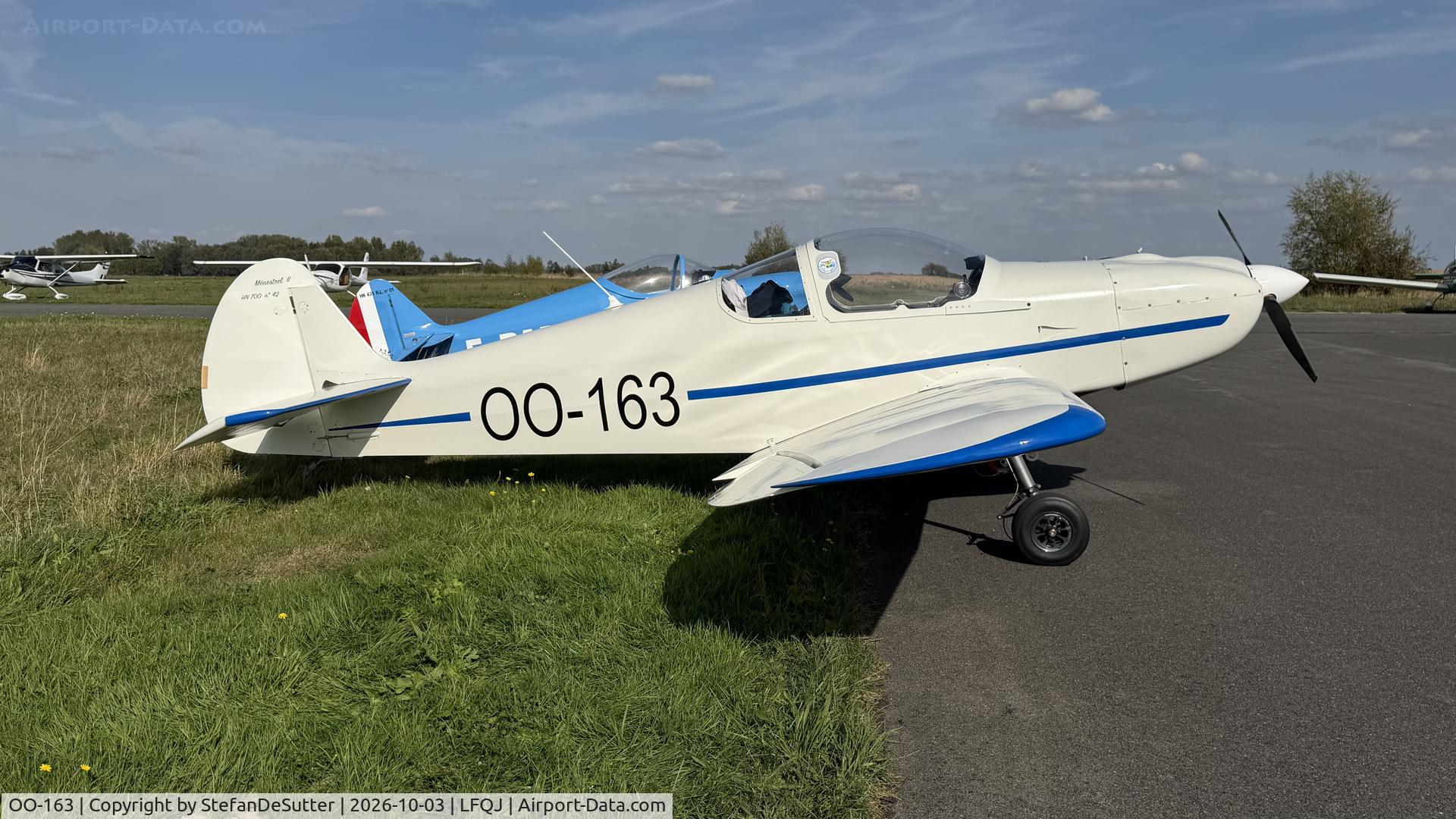 Aircraft OO-163, Nicollier HN-700 Menestrel II, c/n 42, fly in, at LFQJ, photo by StefanDeSutter