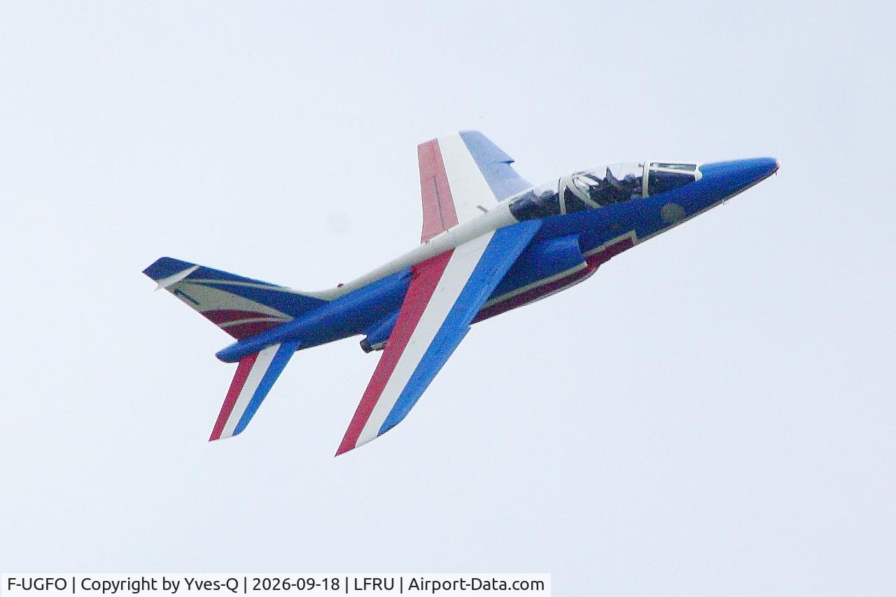 Aircraft F-UGFO, Dassault -Dornier Alpha jet E, c/n E81, Dassault -Dornier Alpha jet , Leader of Patrouille de France 2026, On display, Morlaix-Ploujean airport (LFRU-MXN), at LFRU, photo by Yves-Q