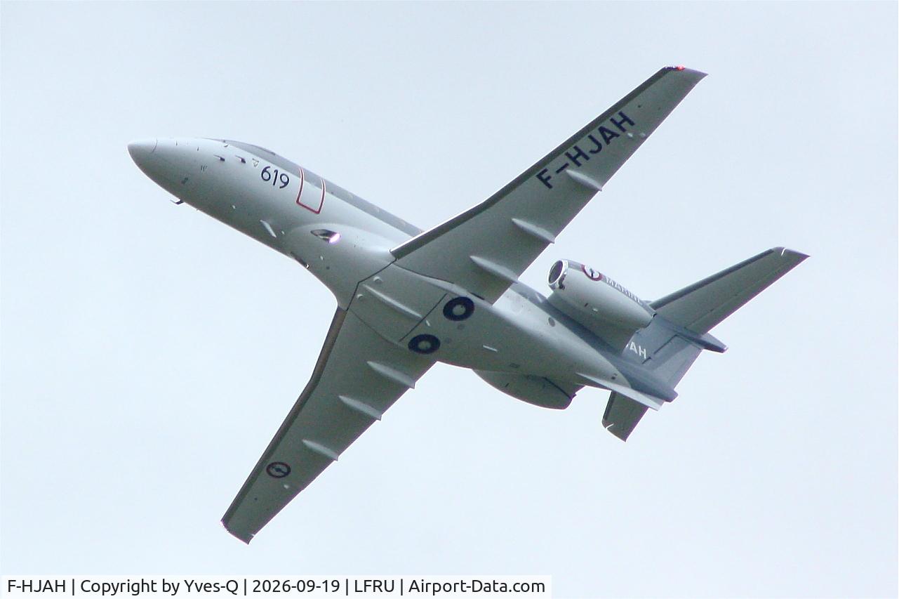 Aircraft F-HJAH, 2025 Pilatus PC-24, c/n 619, Pilatus PC-24, On display, Morlaix-Ploujean airport (LFRU-MXN), at LFRU, photo by Yves-Q