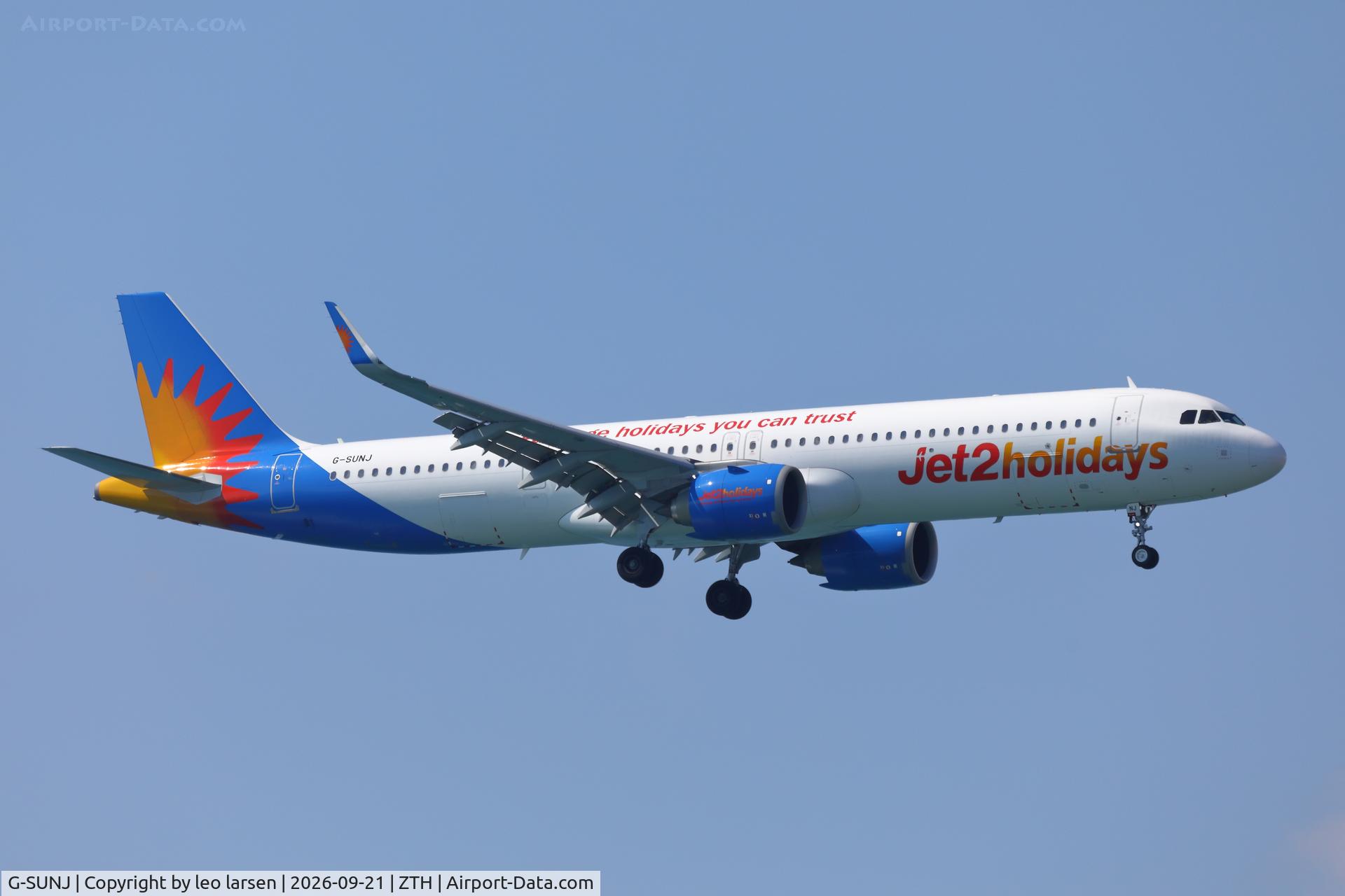 Aircraft G-SUNJ, 2024 Airbus A321-251NX, c/n 11943, Zakynthos 21.9.2026, at ZTH, photo by leo larsen