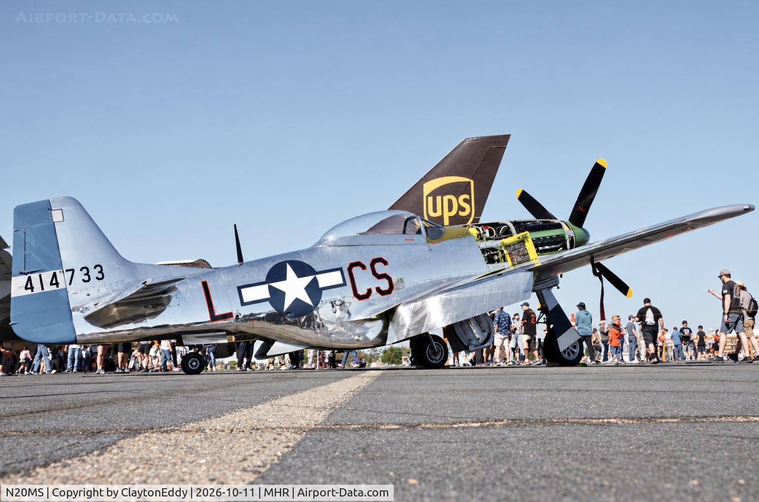 Aircraft N20MS, 1944 North American P-51D Mustang, c/n 122-31533, California Capital Airshow 2026, at MHR, photo by ClaytonEddy