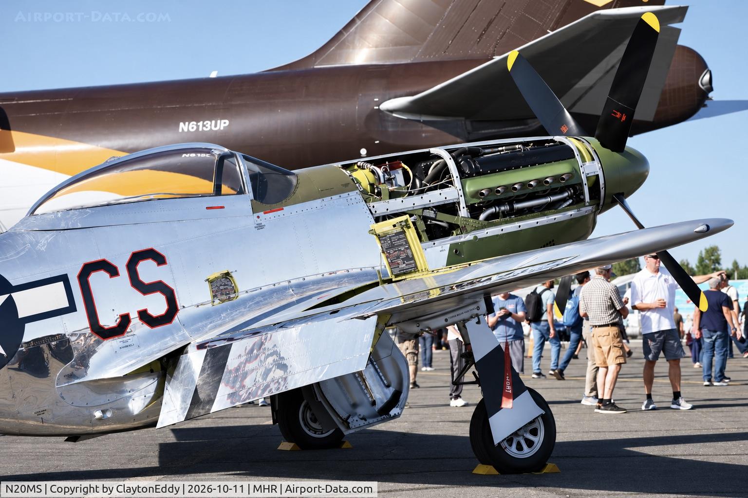 Aircraft N20MS, 1944 North American P-51D Mustang, c/n 122-31533, California Capital Airshow 2026, at MHR, photo by ClaytonEddy