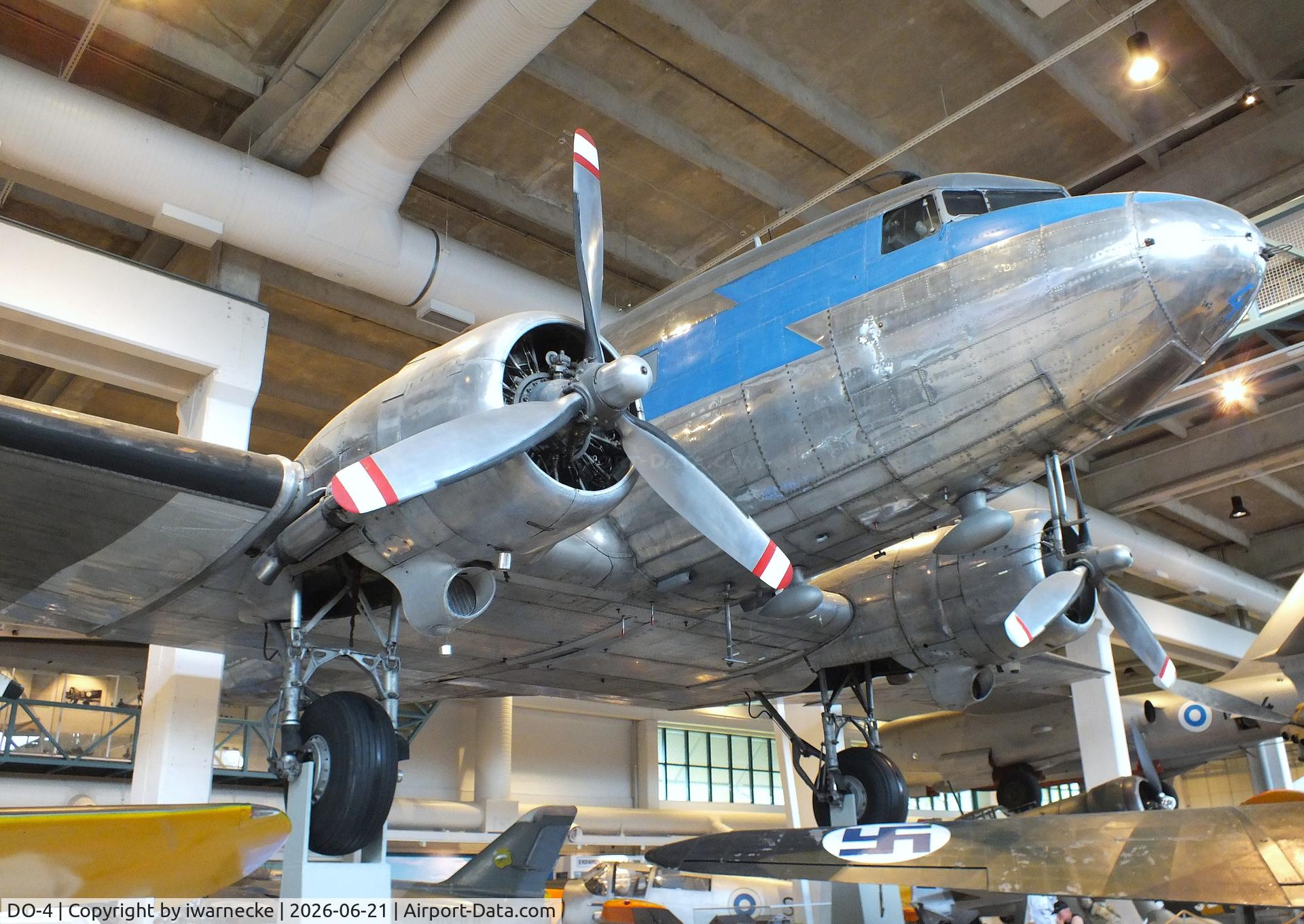 Aircraft DO-4, 1943 Douglas C-47A Skytrain, c/n 25515 l/n 14070, Douglas C-47A Skytrain at the Suomen Ilmavoimamuseo (Finnish Air Force Museum, formerly known as Keski-Suomen Ilmailumuseo / Aviation Museum of Central Finland), Jyväskylä-Tikkakoski, photo by iwarnecke