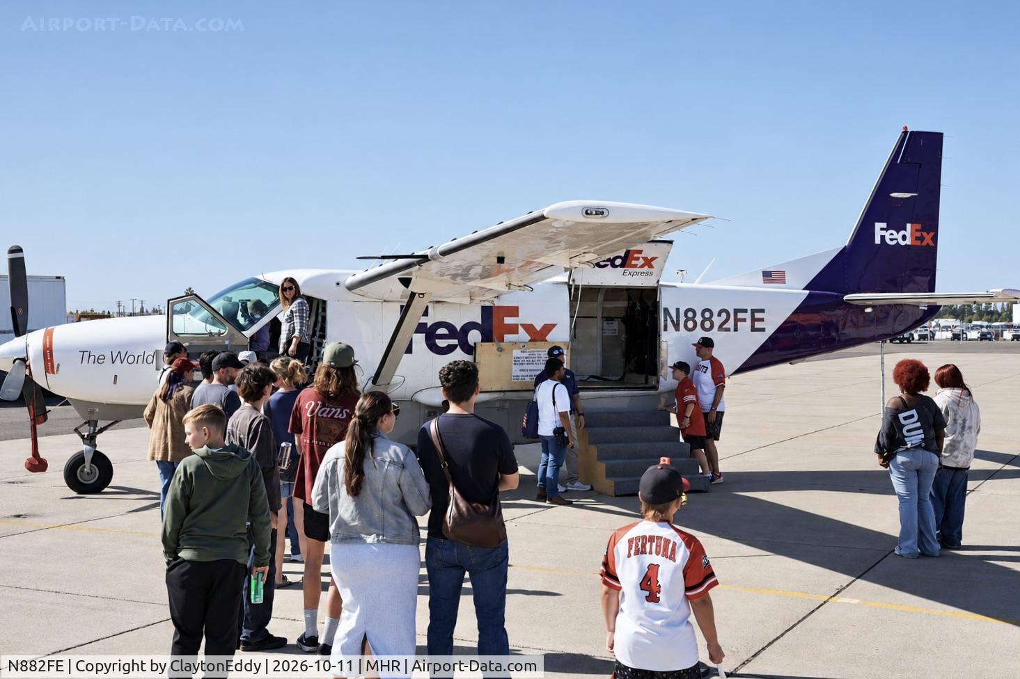 Aircraft N882FE, 1990 Cessna 208B, c/n 208B0208, California Capital Airshow 2026, at MHR, photo by ClaytonEddy