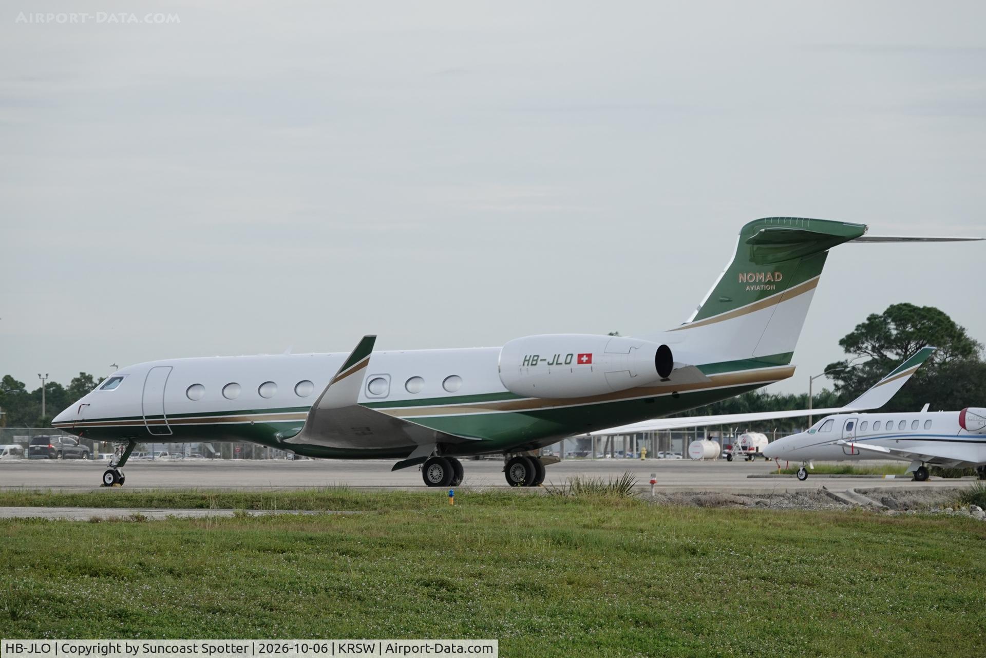 Aircraft HB-JLO, 2023 Gulfstream GVI (G650ER), c/n 6521, Nomad Aviation G650 sits on the Private Sky ramp at Southwest Florida International Airport, at KRSW, photo by Suncoast Spotter
