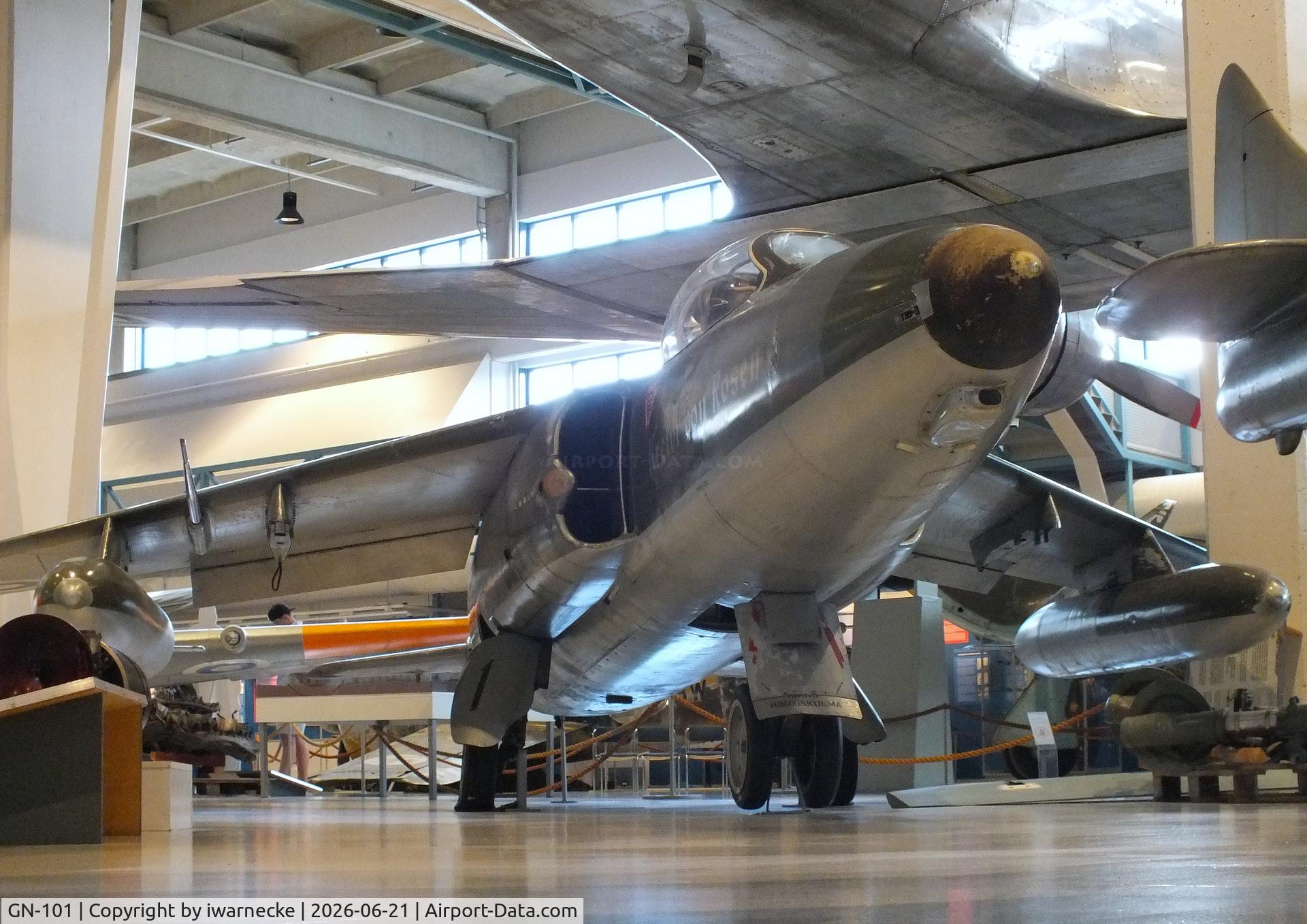 Aircraft GN-101, Folland Gnat F.1 (Fo-141), c/n FL8, Folland Gnat F1 (Fo-141) at the Suomen Ilmavoimamuseo (Finnish Air Force Museum, formerly known as Keski-Suomen Ilmailumuseo / Aviation Museum of Central Finland), Jyväskylä-Tikkakoski, photo by iwarnecke