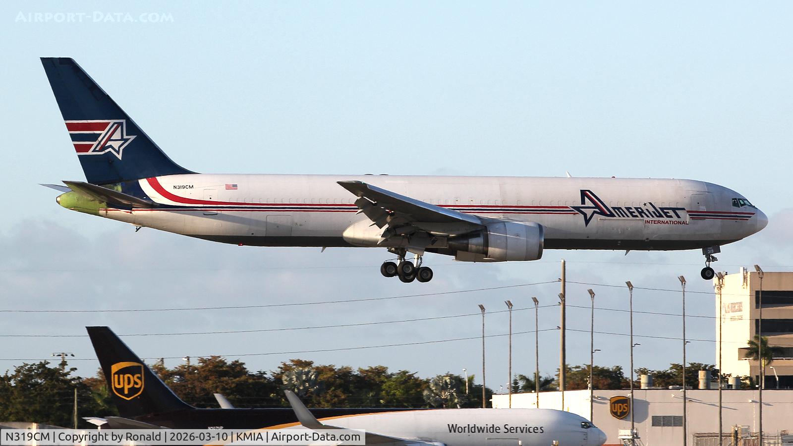 Aircraft N319CM, 1988 Boeing 767-338, c/n 24407, at mia, at KMIA, photo by Ronald