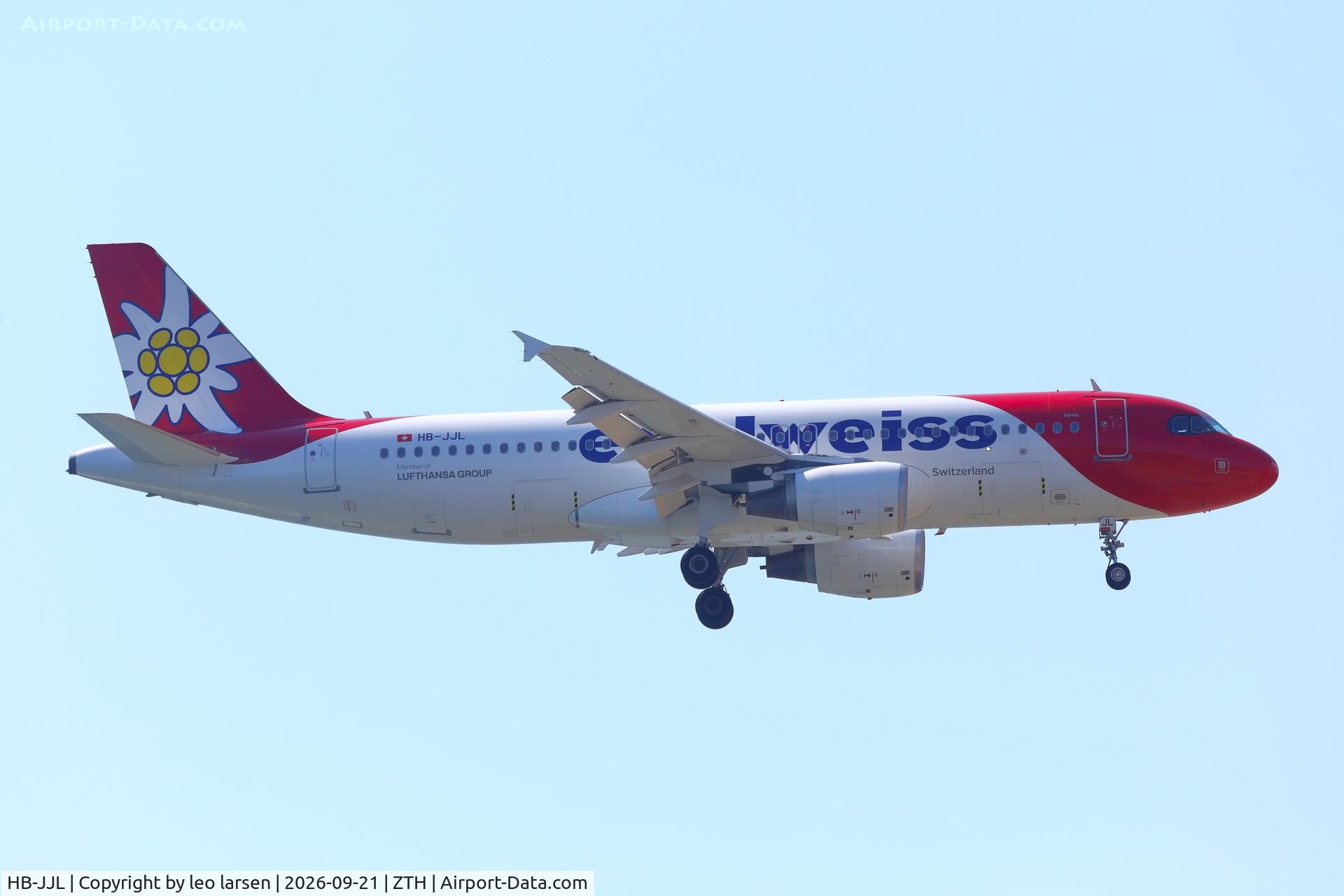 Aircraft HB-JJL, 2005 Airbus A320-214, c/n 2606, Zakynthos 21.9.2026, at ZTH, photo by leo larsen