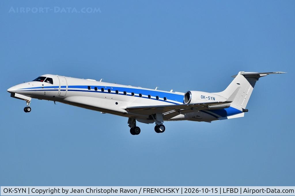 Aircraft OK-SYN, 2013 Embraer EMB-135BJ Legacy 650, c/n 14501189, ABS Jets landing runway 23, at LFBD, photo by Jean Christophe Ravon / FRENCHSKY