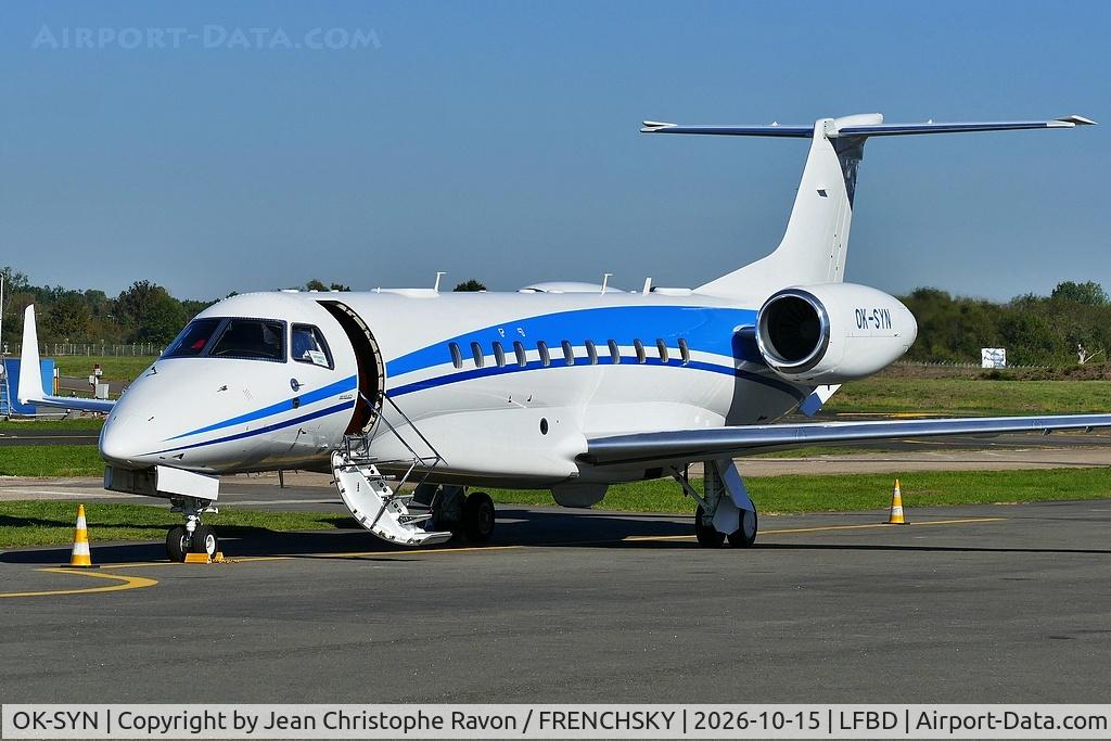 Aircraft OK-SYN, 2013 Embraer EMB-135BJ Legacy 650, c/n 14501189, ABS Jets, at LFBD, photo by Jean Christophe Ravon / FRENCHSKY