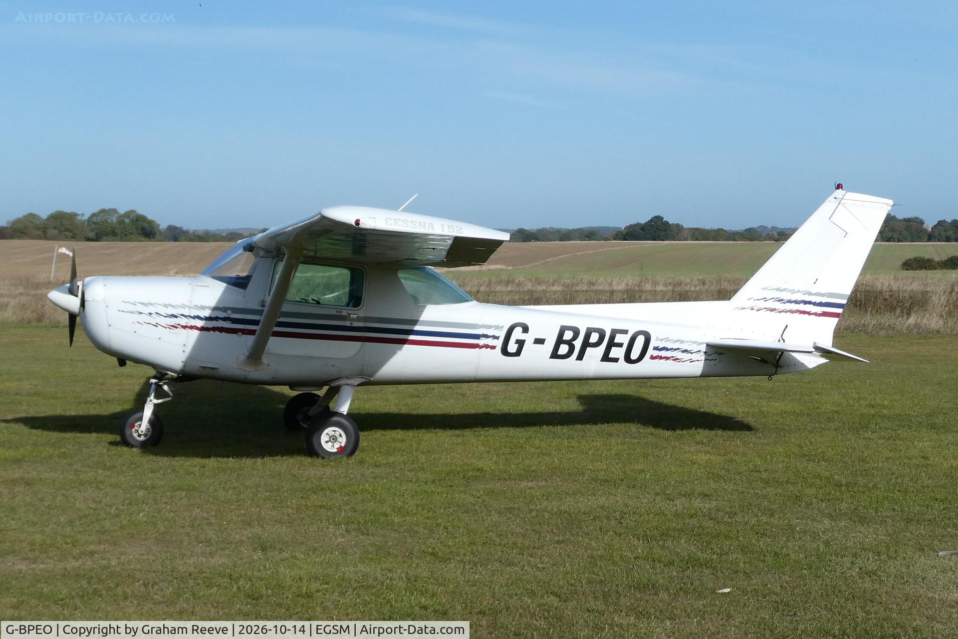 Aircraft G-BPEO, 1980 Cessna 152, c/n 152-83775, Parked at Beccles., at EGSM, photo by Graham Reeve