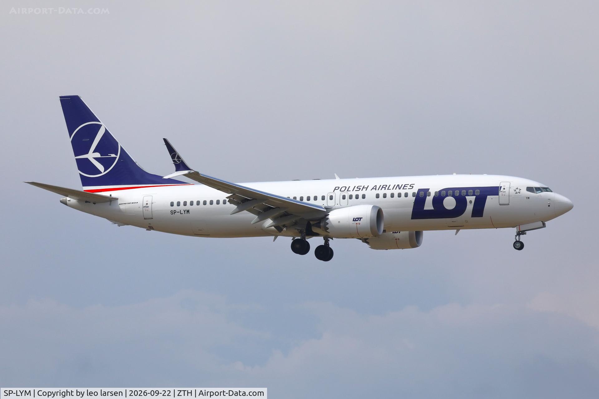 Aircraft SP-LYM, 2026 Boeing 737-8 MAX, c/n 61828 l/n 9760, Zakynthos 22.9.2026, at ZTH, photo by leo larsen