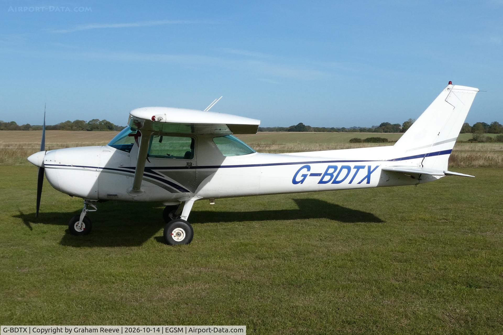 Aircraft G-BDTX, 1976 Reims Cessna F150M, c/n 1275, Parked at Beccles., at EGSM, photo by Graham Reeve