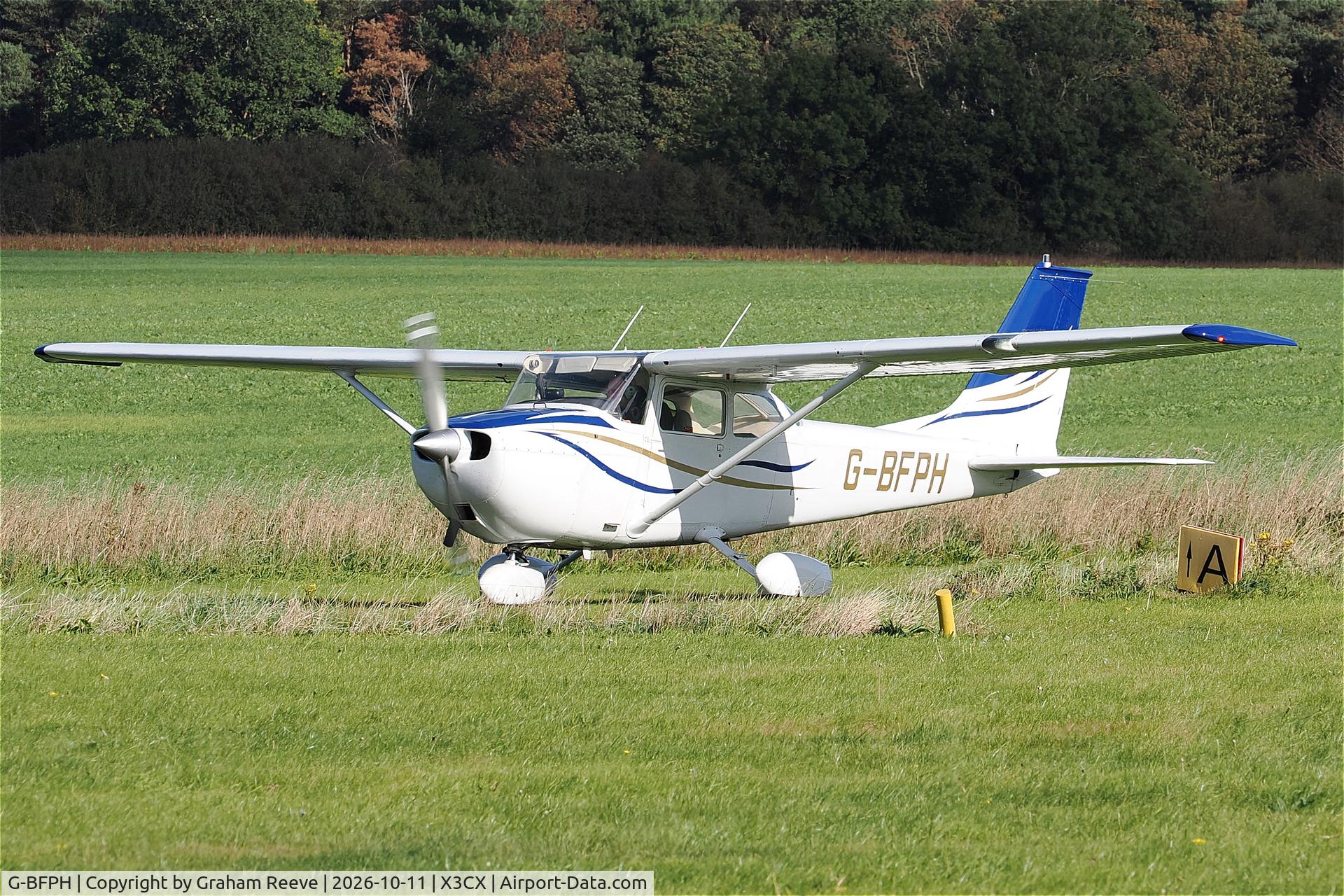 Aircraft G-BFPH, 1971 Reims Cessna F172K, c/n 0802, Just landed at Northrepps., at X3CX, photo by Graham Reeve