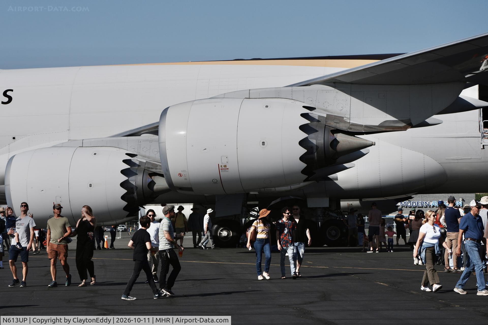 Aircraft N613UP, Boeing 747-8F, c/n 64259, California Capital Airshow 2026., at MHR, photo by ClaytonEddy