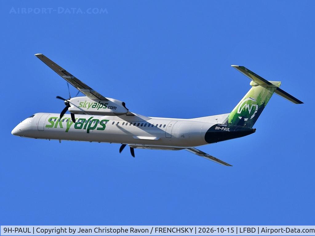 Aircraft 9H-PAUL, 2009 De Havilland Canada DHC-8-402Q Dash 8, c/n 4255, Bordeaux (BOD) Bristol (BRS) BQ2306 charter UBB rugby team, at LFBD, photo by Jean Christophe Ravon / FRENCHSKY