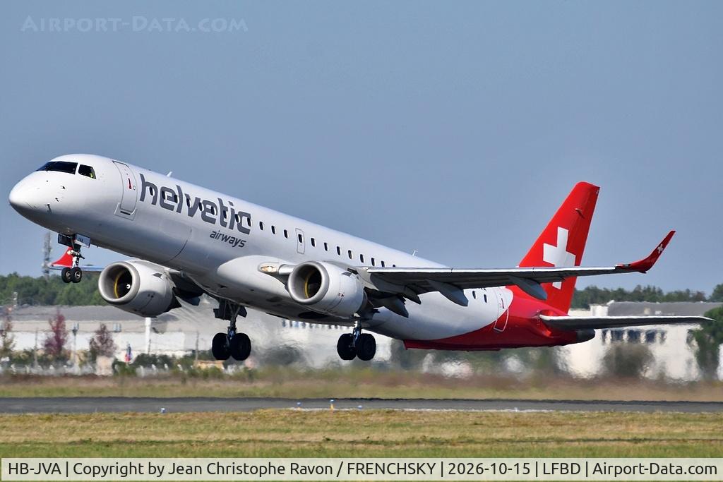 Aircraft HB-JVA, Embraer ERJ-195AR (ERJ-190-200 IGW), c/n 19000491, Bordeaux (BOD) Zurich (ZRH) LX553, at LFBD, photo by Jean Christophe Ravon / FRENCHSKY