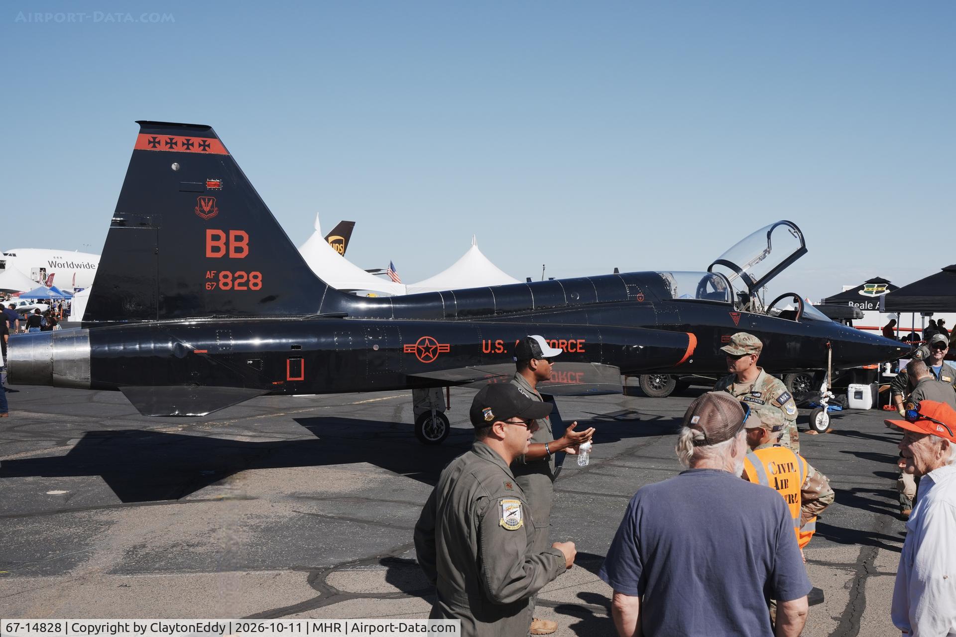 Aircraft 67-14828, 1967 Northrop T-38A Talon, c/n T.6023, California Capital Airshow 2026., at MHR, photo by ClaytonEddy