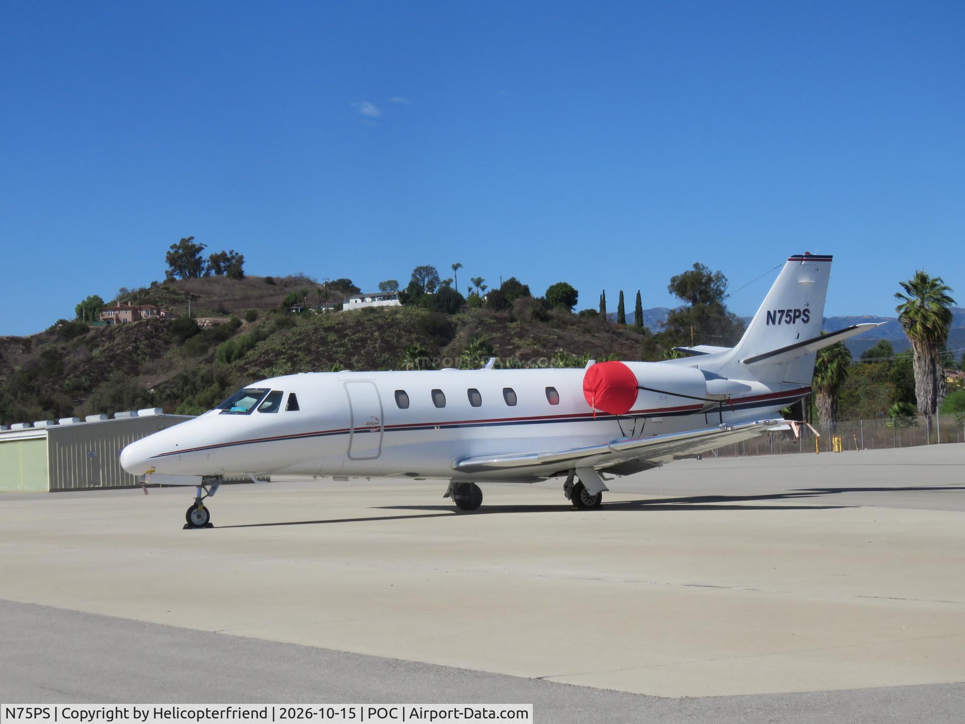 Aircraft N75PS, 2007 Cessna 560 Citation Excel XLS, c/n 560-5719, Parked northside, at POC, photo by Helicopterfriend