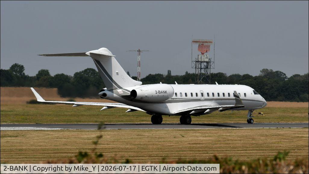 Aircraft 2-BANK, Bombardier Global 5000, c/n not found_2-BANK, 2012 Bombardier Global 5000 departing London Oxford Airport, at EGTK, photo by Mike_Y